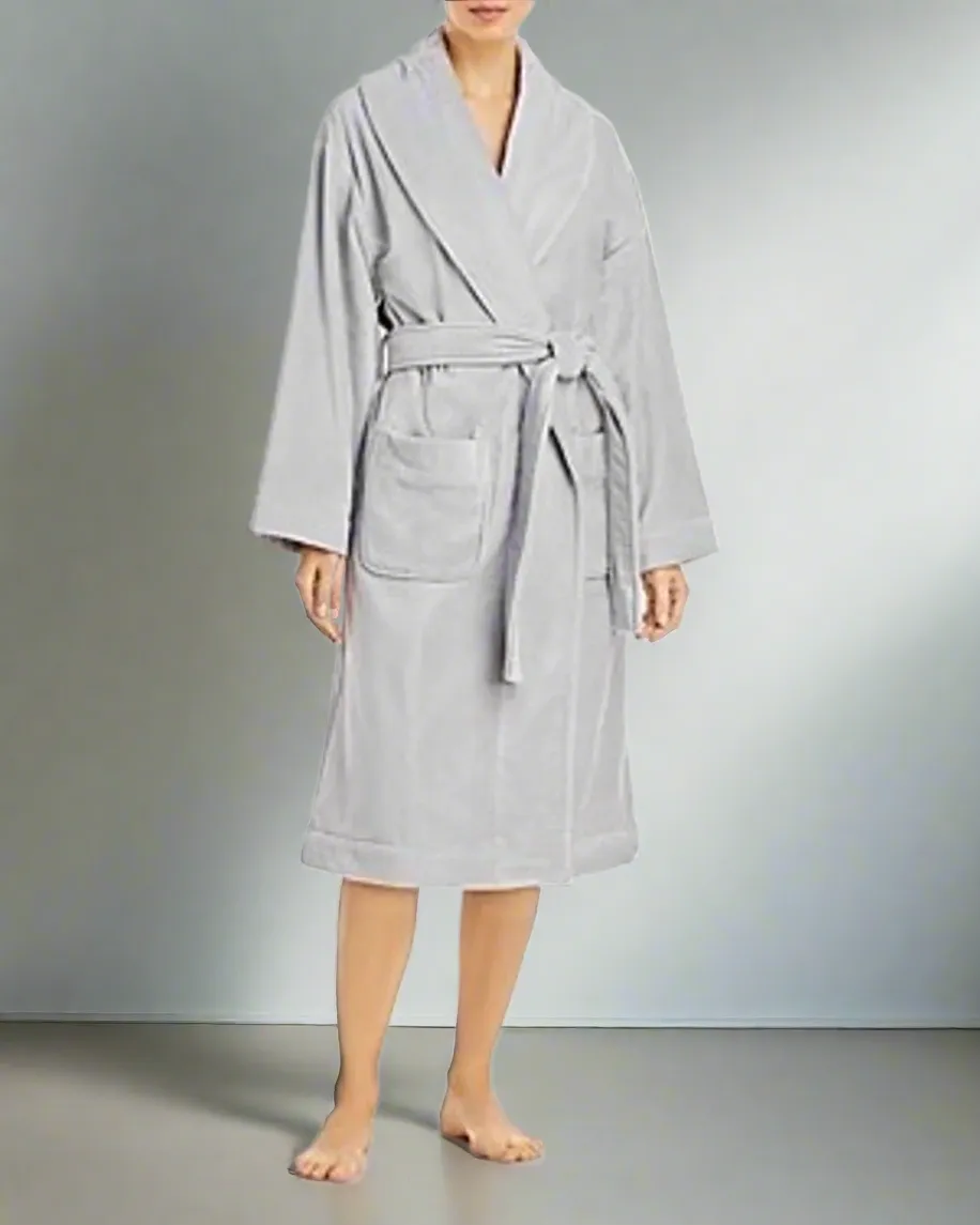 100% Turkish Cotton Velour Robe in Sold Grey