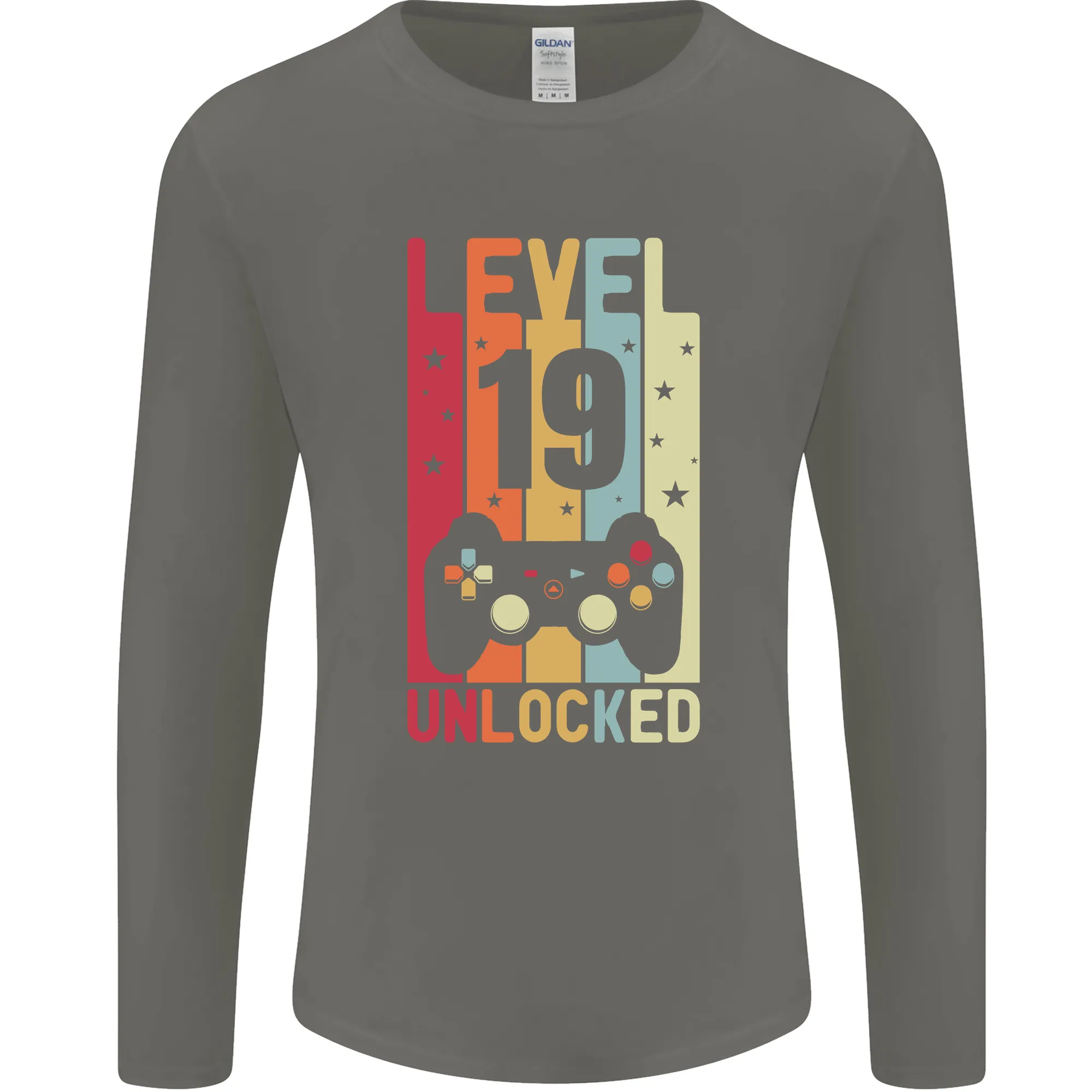 19th Birthday 19 Year Old Level Up Gaming Mens Long Sleeve T-Shirt