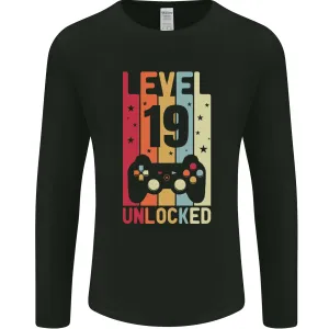 19th Birthday 19 Year Old Level Up Gaming Mens Long Sleeve T-Shirt