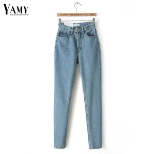 2017 Fashion Vintage Ladies Retro High Waist Jeans Woman Slim Pencil Casual Denim Trousers Boyfriend Jeans for Women