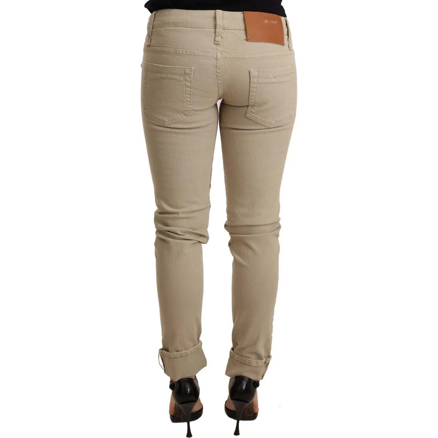 Acht Beige Cotton Slim Fit Chic Jeans