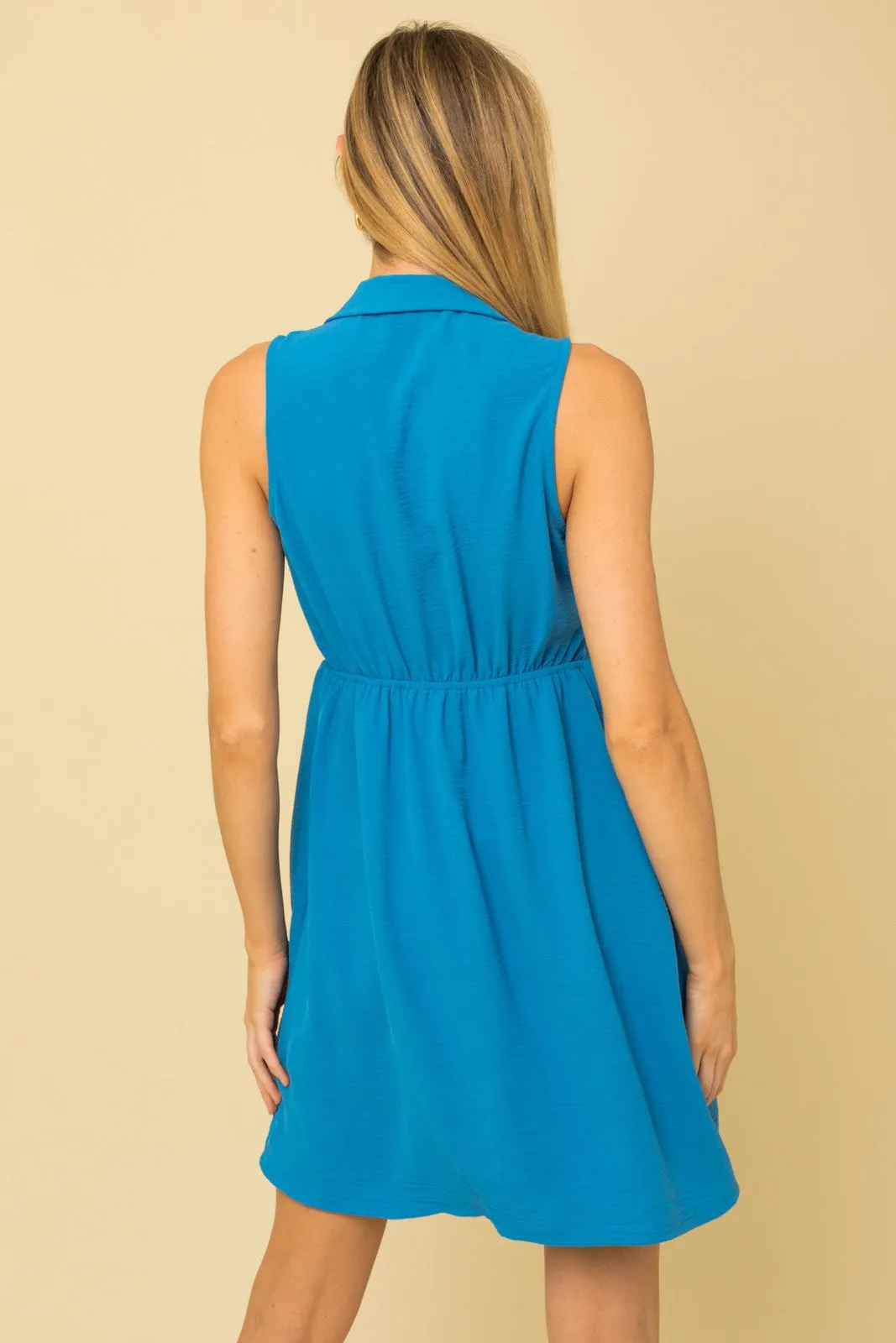 Americana Blue Sleeveless Collared Dress | FINAL SALE