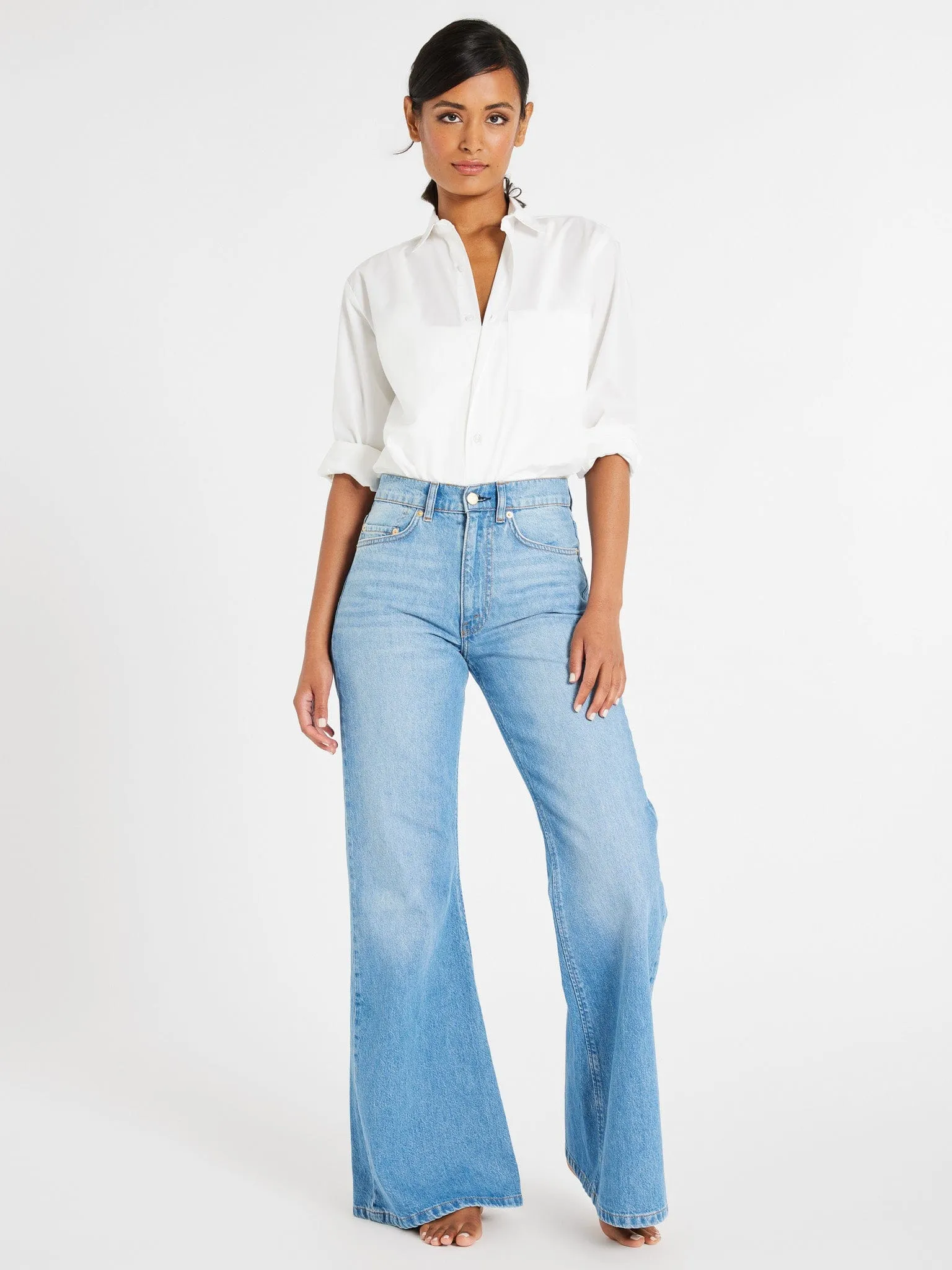 Ashton High Rise Wide Leg Flare Jean in Malibu