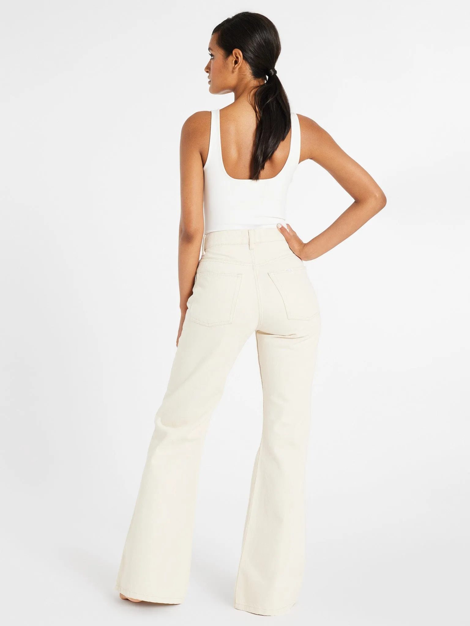 Ashton High Rise Wide Leg Flare Jean in Sand