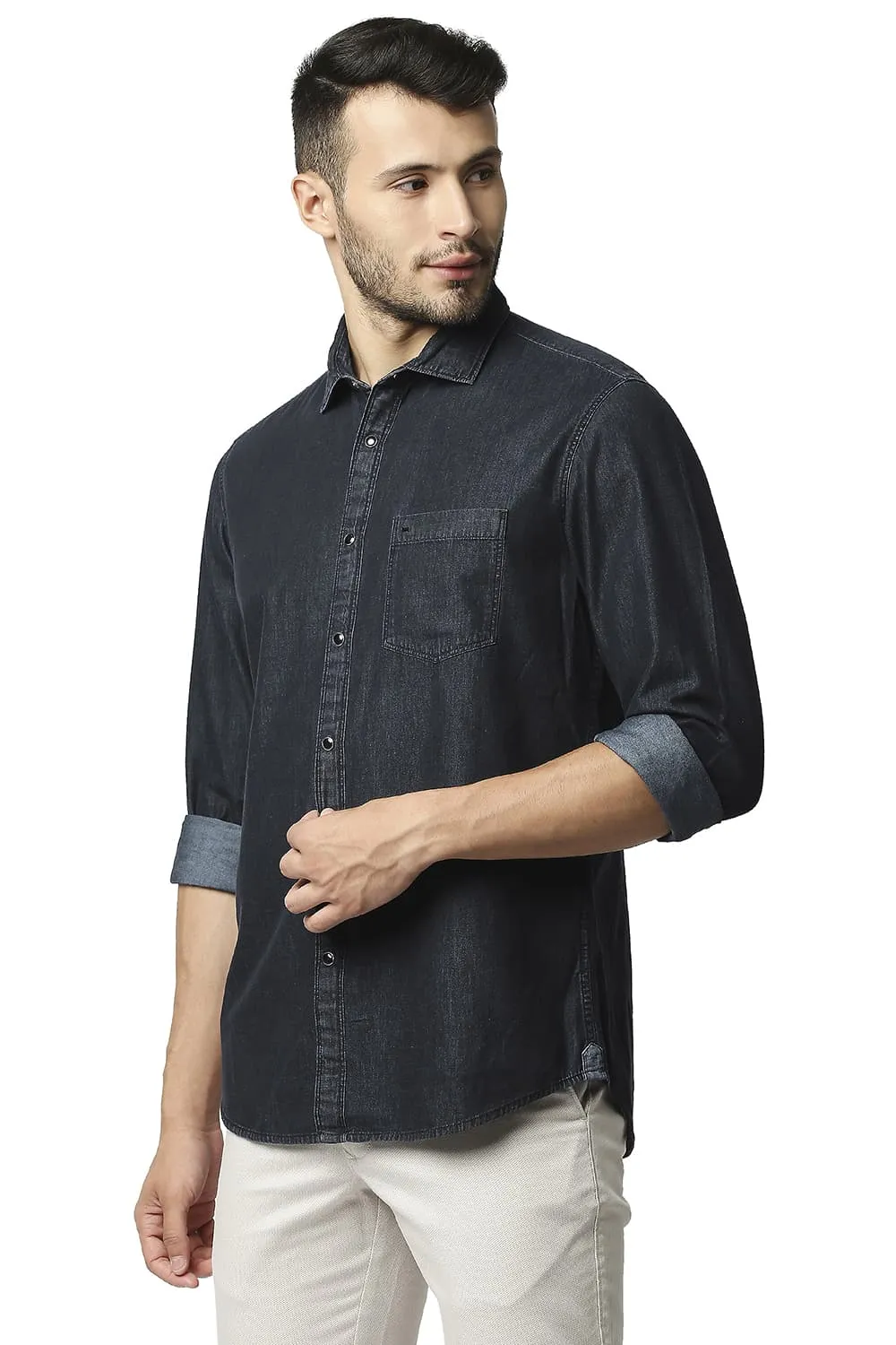 Basics Slim Fit Cotton Sulphur Shirt