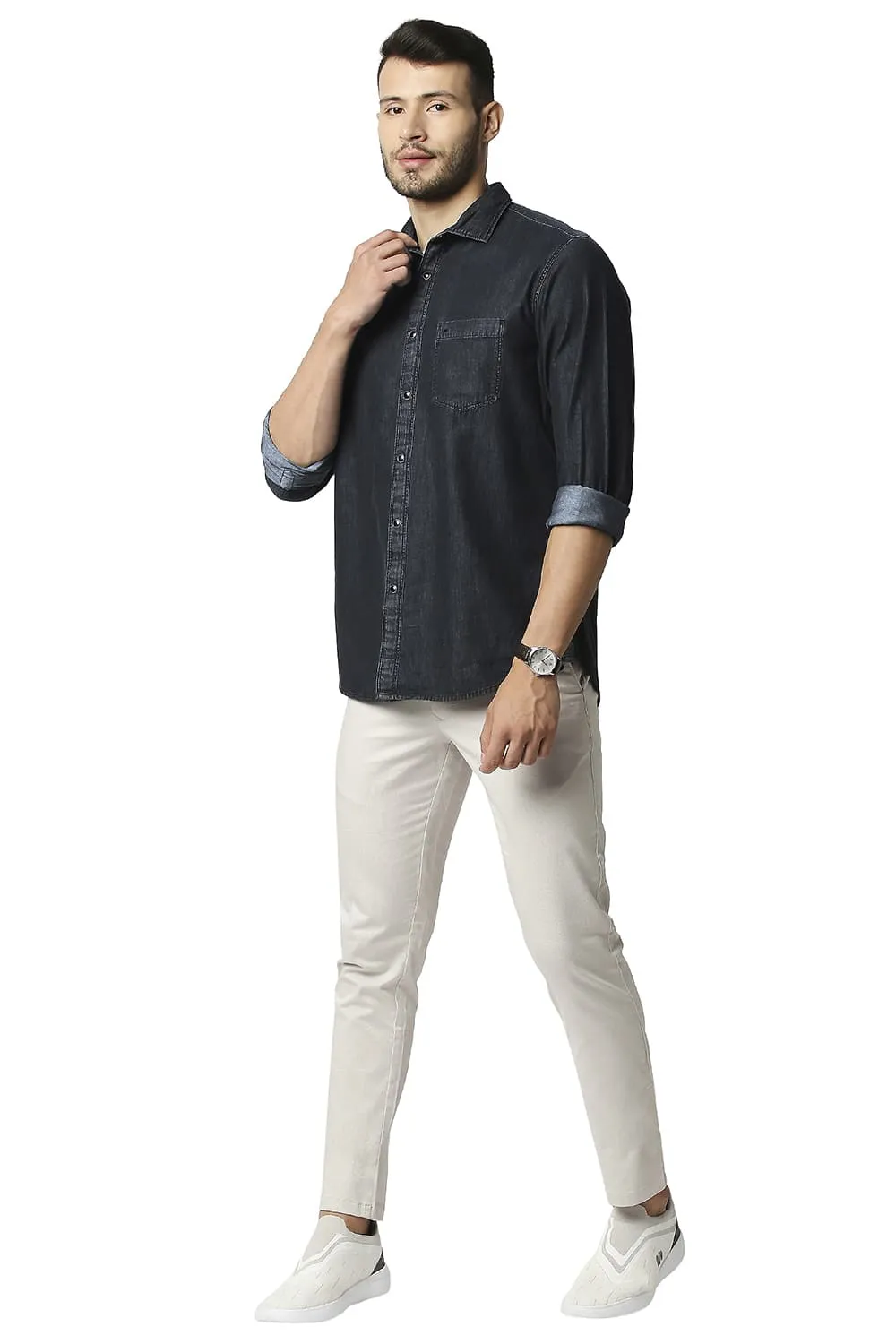 Basics Slim Fit Cotton Sulphur Shirt