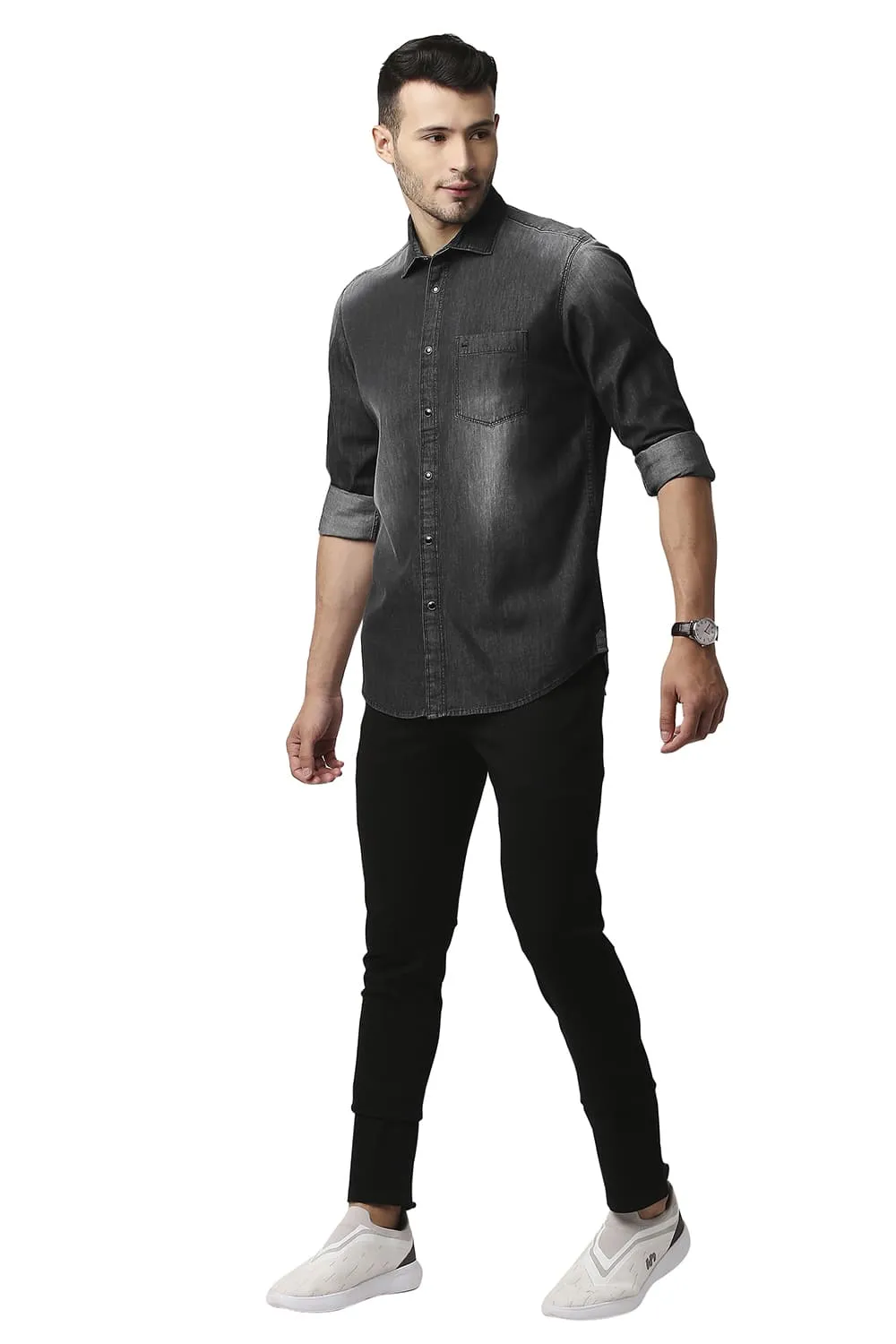 Basics Slim Fit Cotton Sulphur Shirt