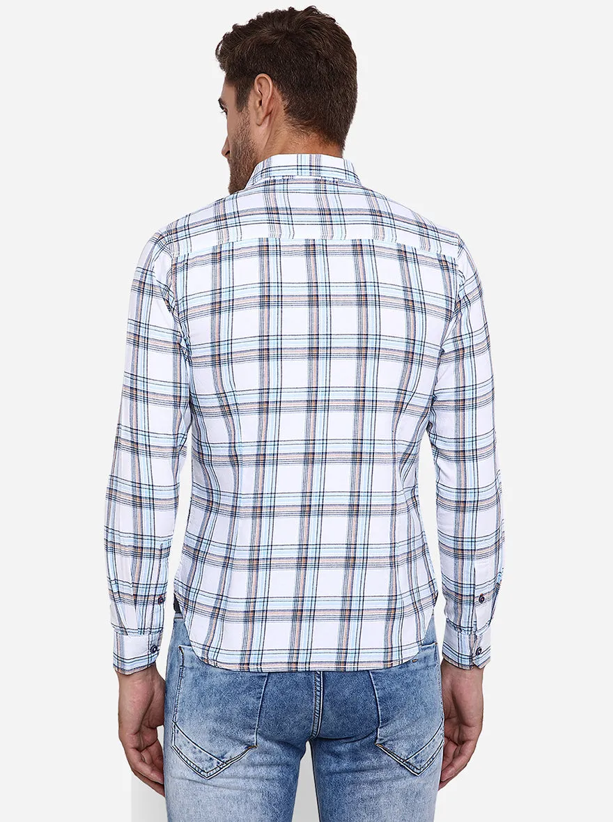 Bell Blue Checked Slim Fit Casual Shirt | Greenfibre