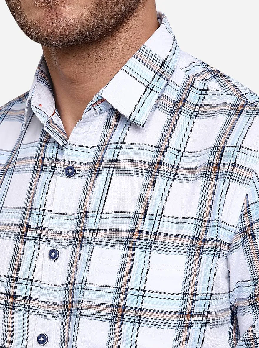 Bell Blue Checked Slim Fit Casual Shirt | Greenfibre