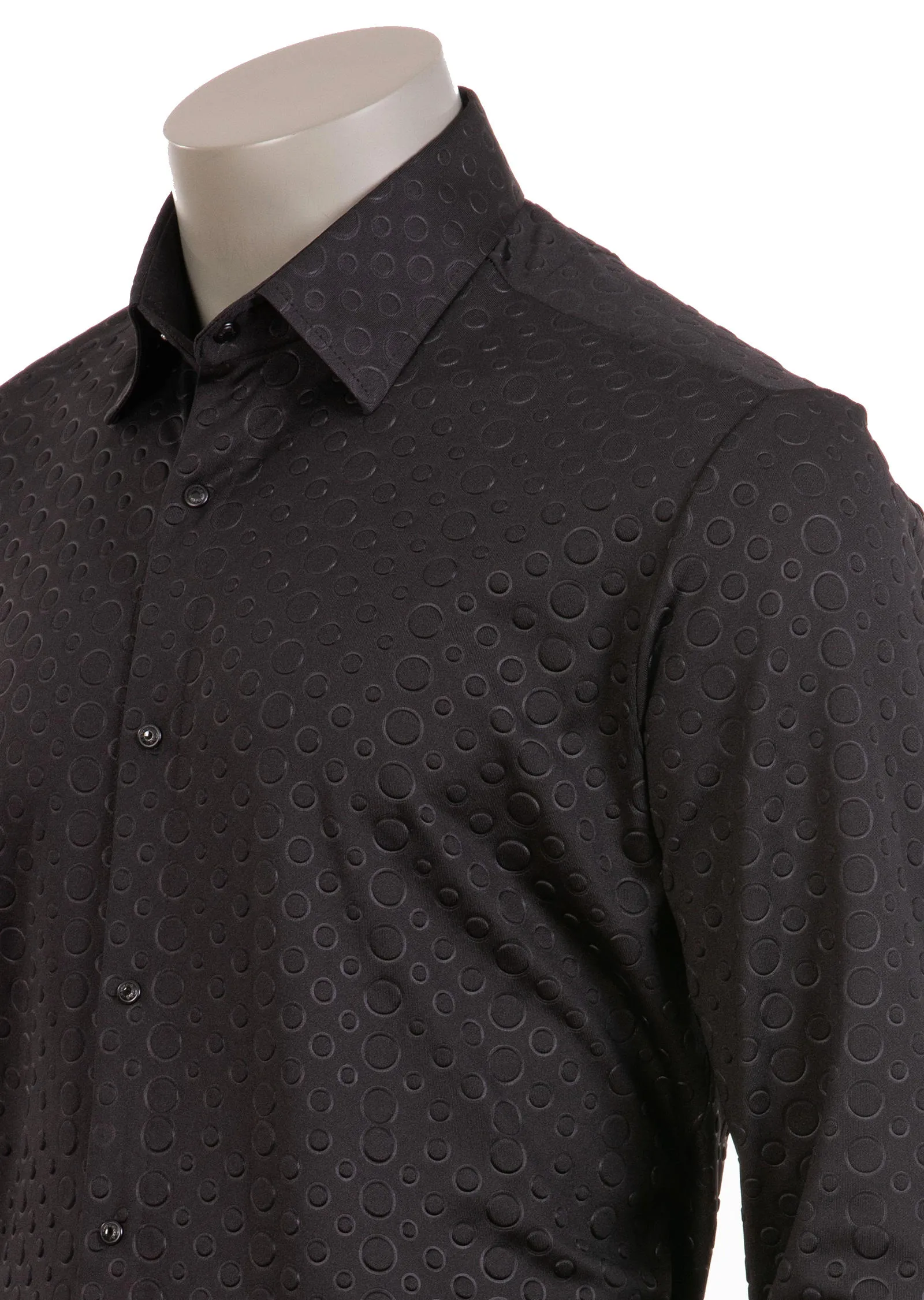 Black Circle Emboss Stretchy Shirt