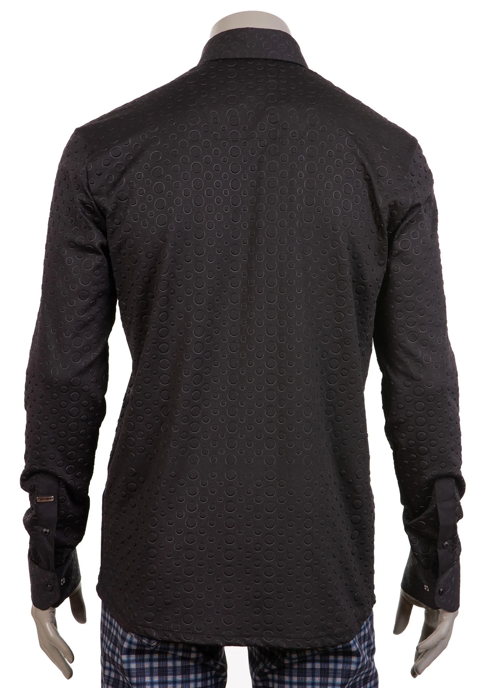 Black Circle Emboss Stretchy Shirt