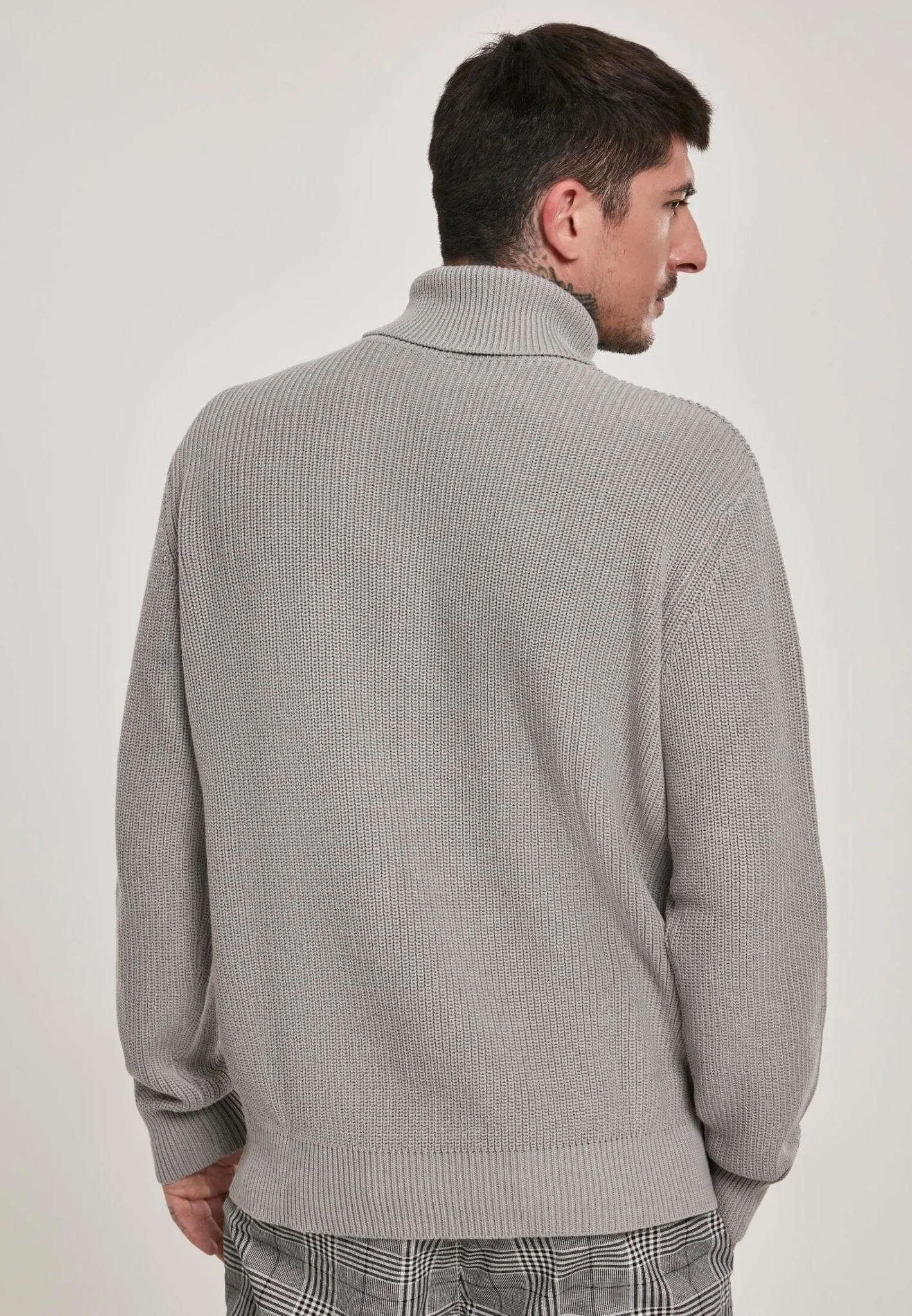 Cardigan Stitch Rollneck Jumper - Grey