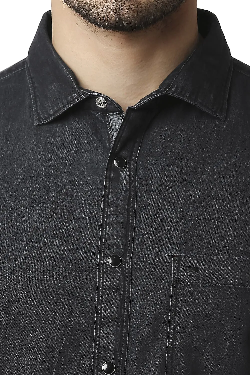 Cotton Polyester Indigo Printed Halfsleeves Shirt