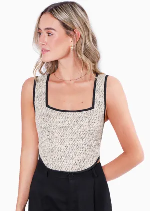 Crop top de tiras tipo corset de tweed - SILVIA