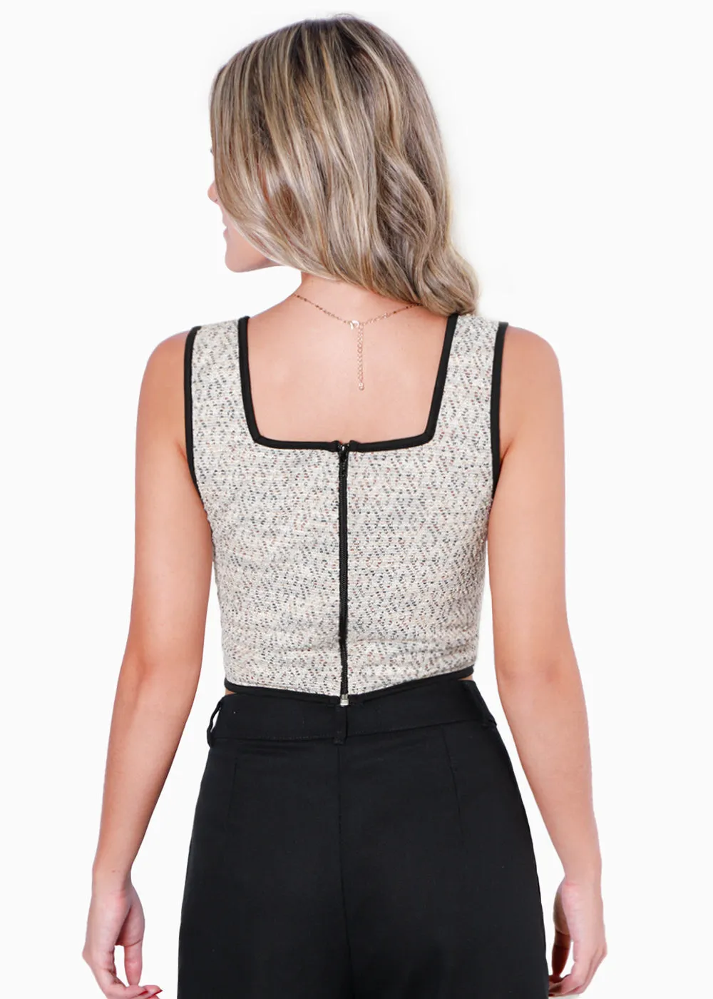 Crop top de tiras tipo corset de tweed - SILVIA