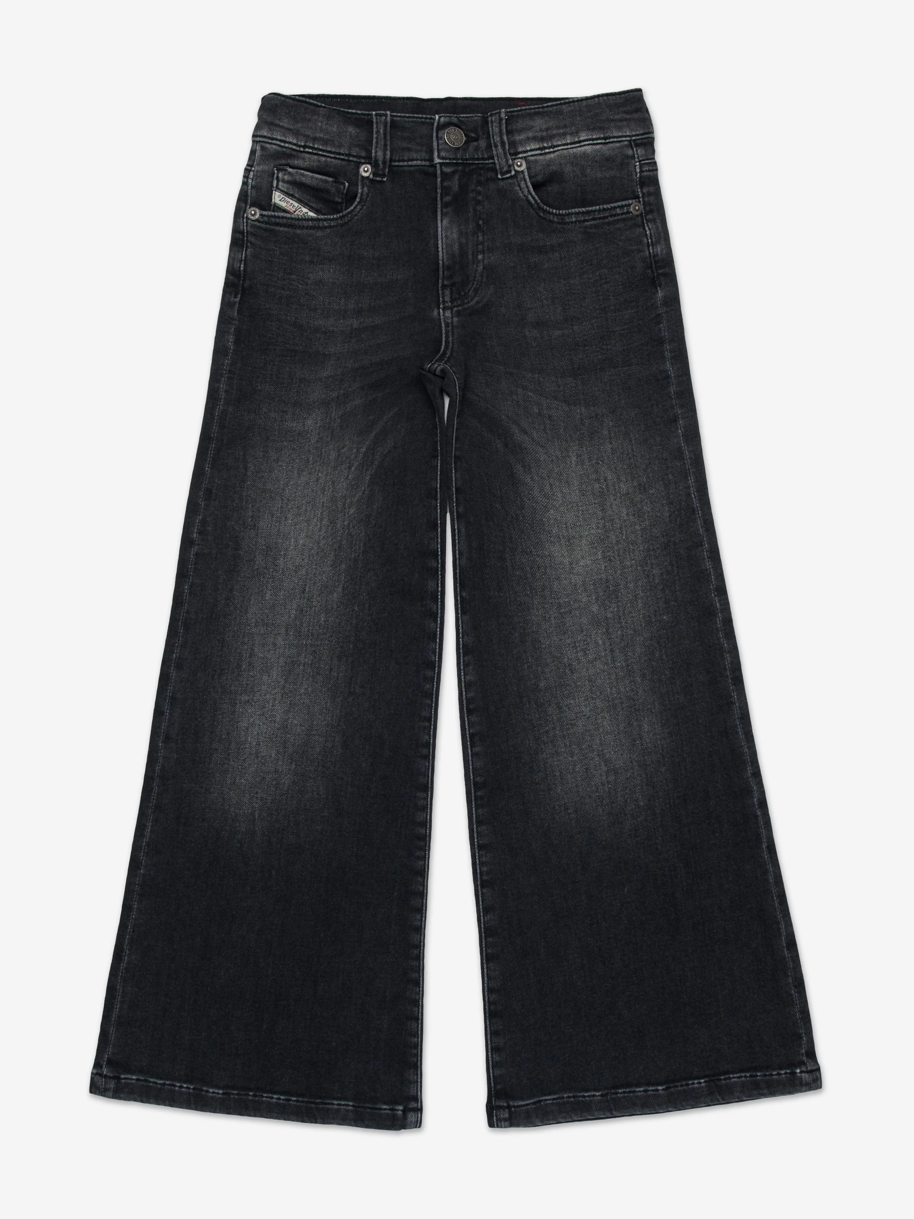 Diesel Girls Wide Leg Jeans in Black