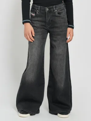 Diesel Girls Wide Leg Jeans in Black