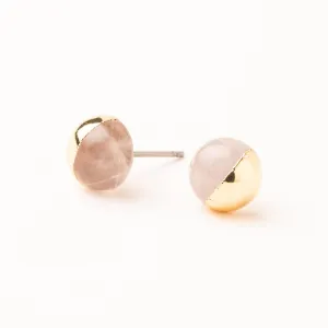 Dipped Stone Stud in Rose Quartz/Gold