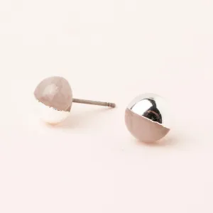 Dipped Stone Stud in Rose Quartz/Silver