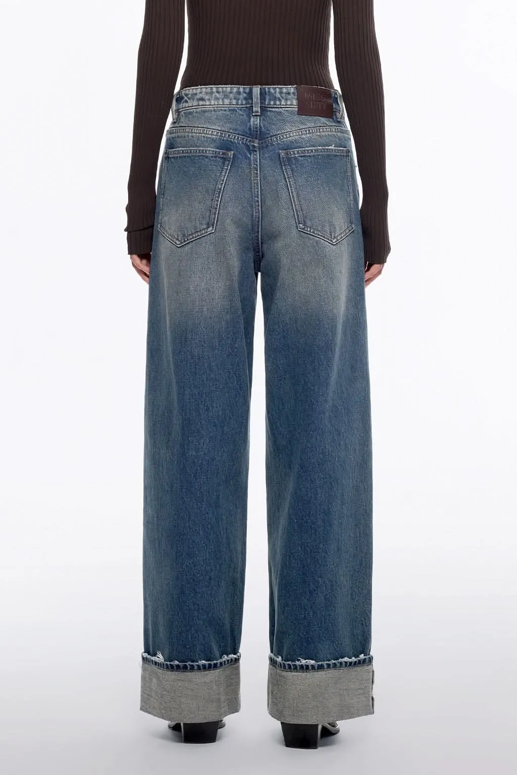 Faded Wide-Leg Jeans