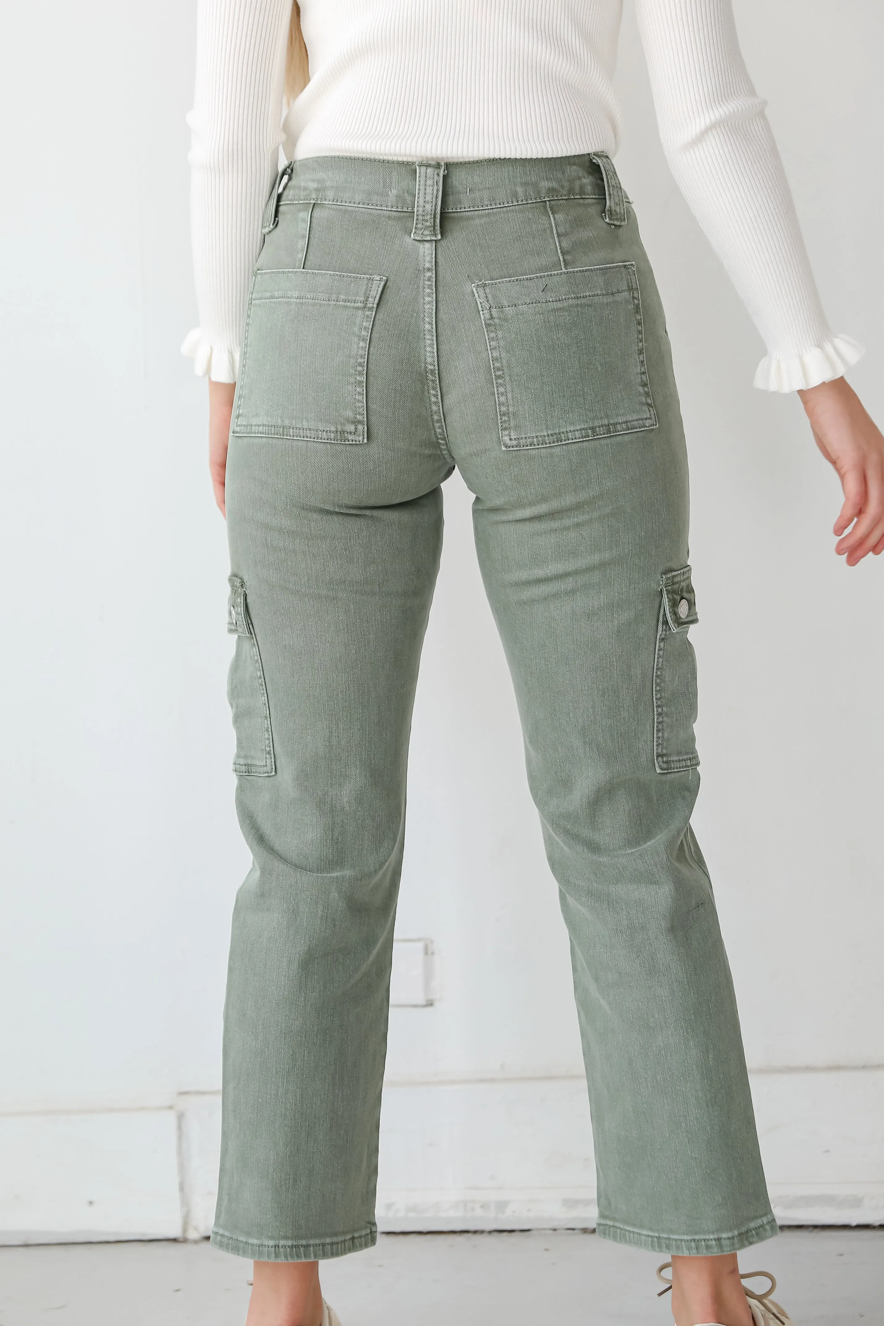 FINAL SALE - Dixie Army Green Utility Cargo Jeans