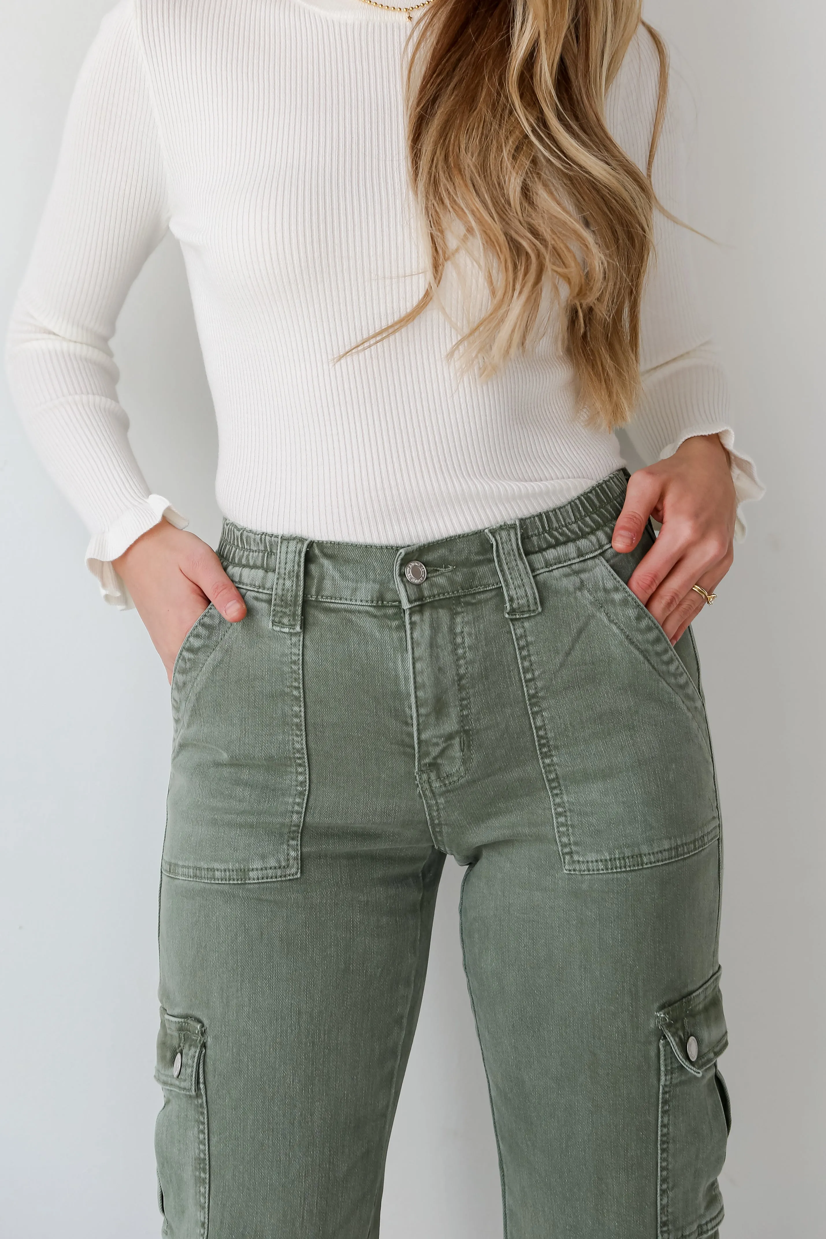 FINAL SALE - Dixie Army Green Utility Cargo Jeans