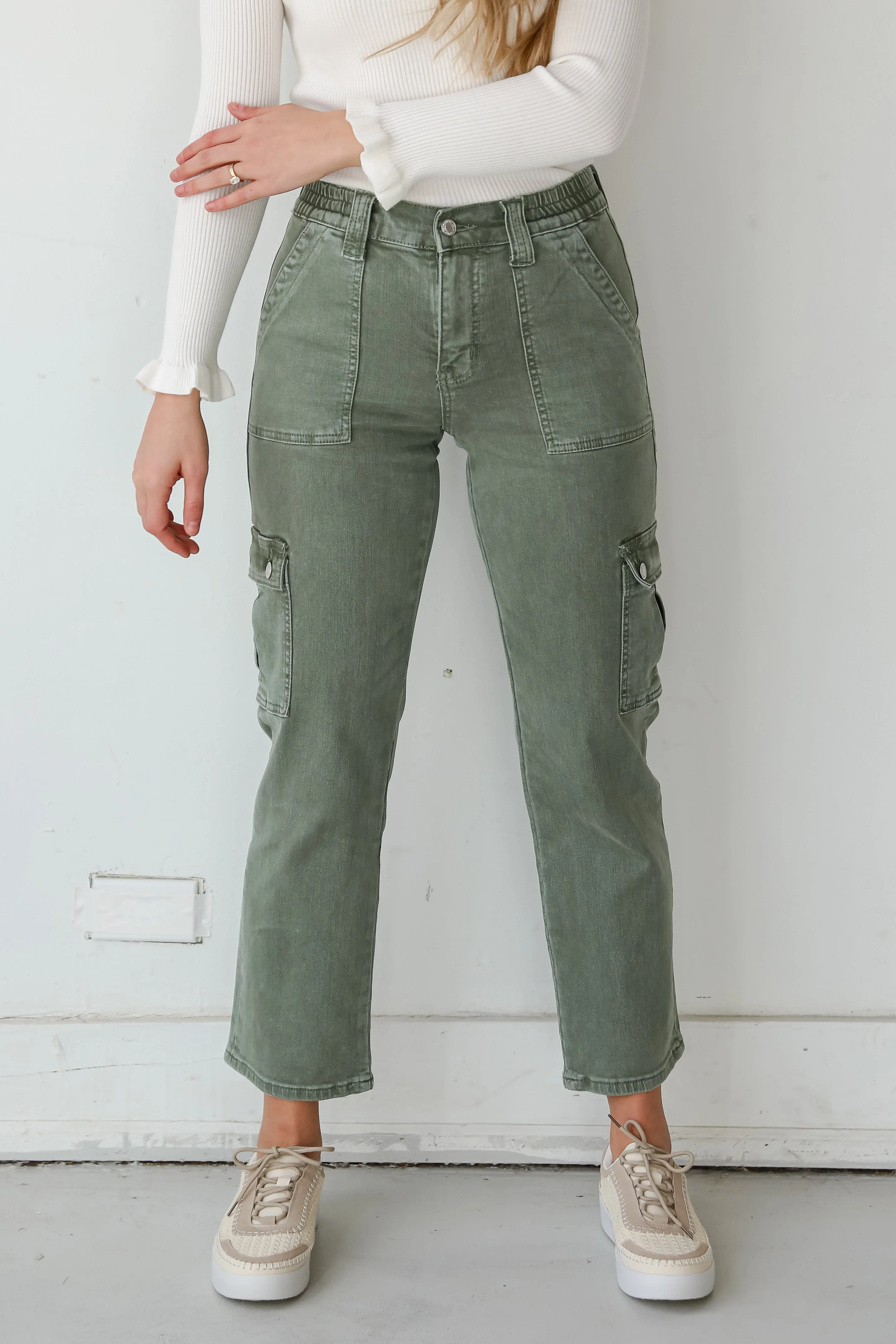 FINAL SALE - Dixie Army Green Utility Cargo Jeans