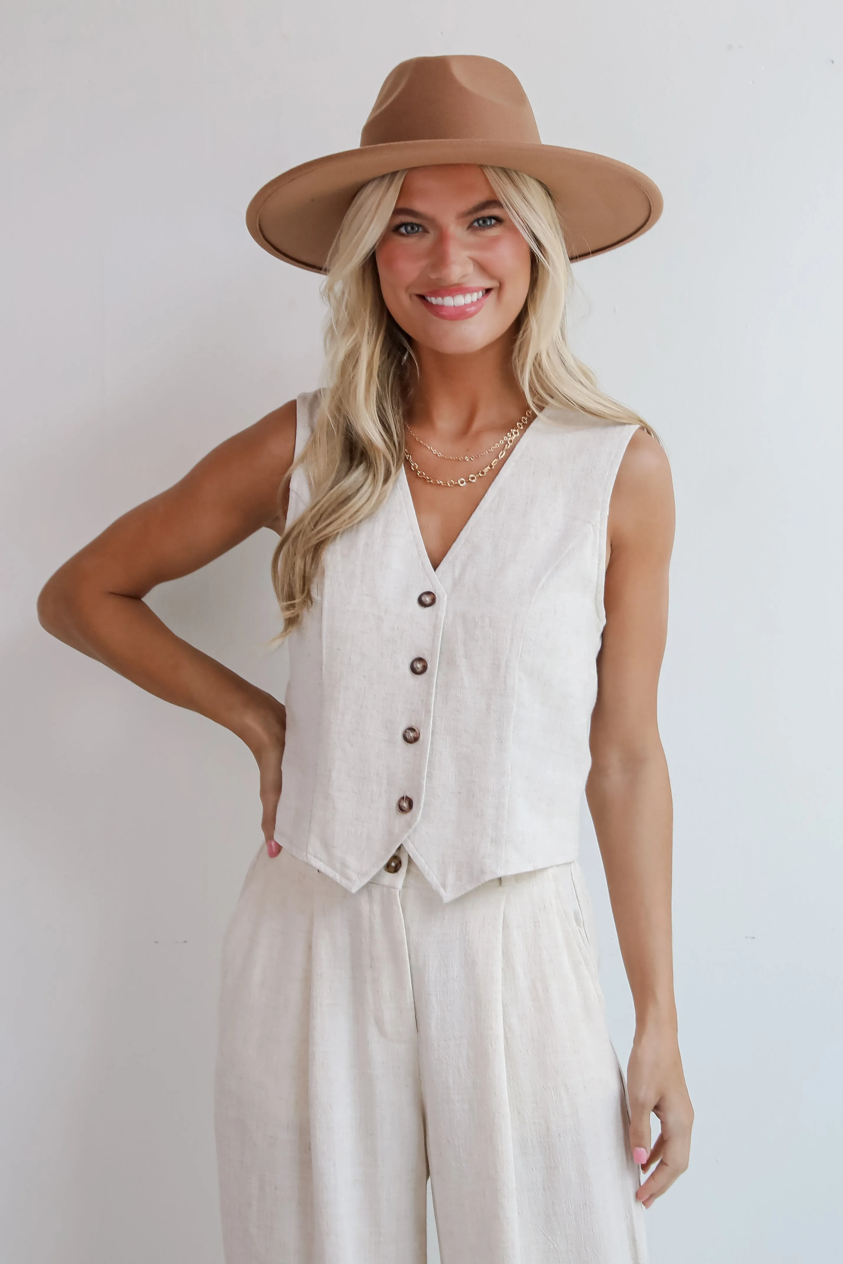 FINAL SALE - Sophisticated Era Linen Vest