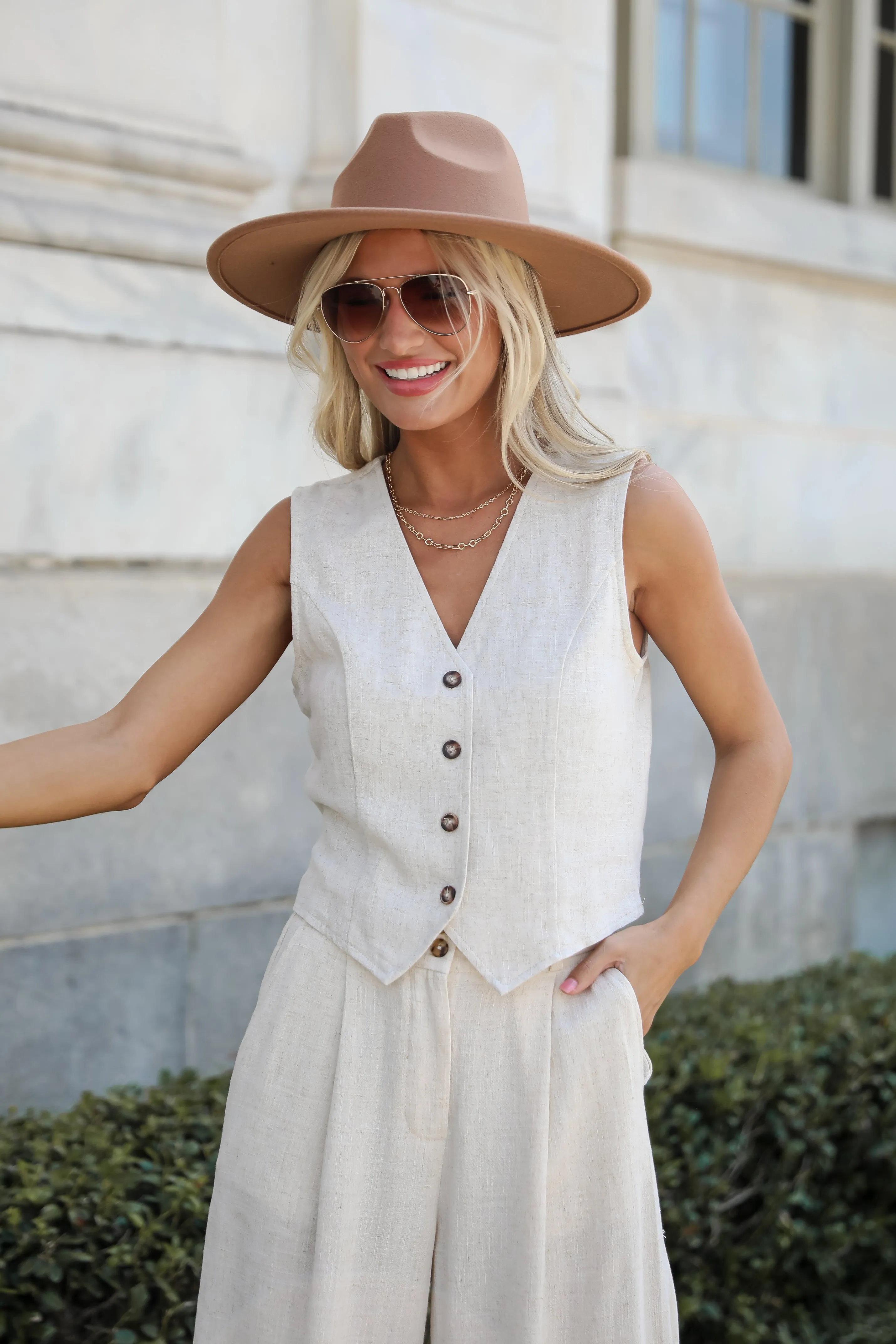 FINAL SALE - Sophisticated Era Linen Vest