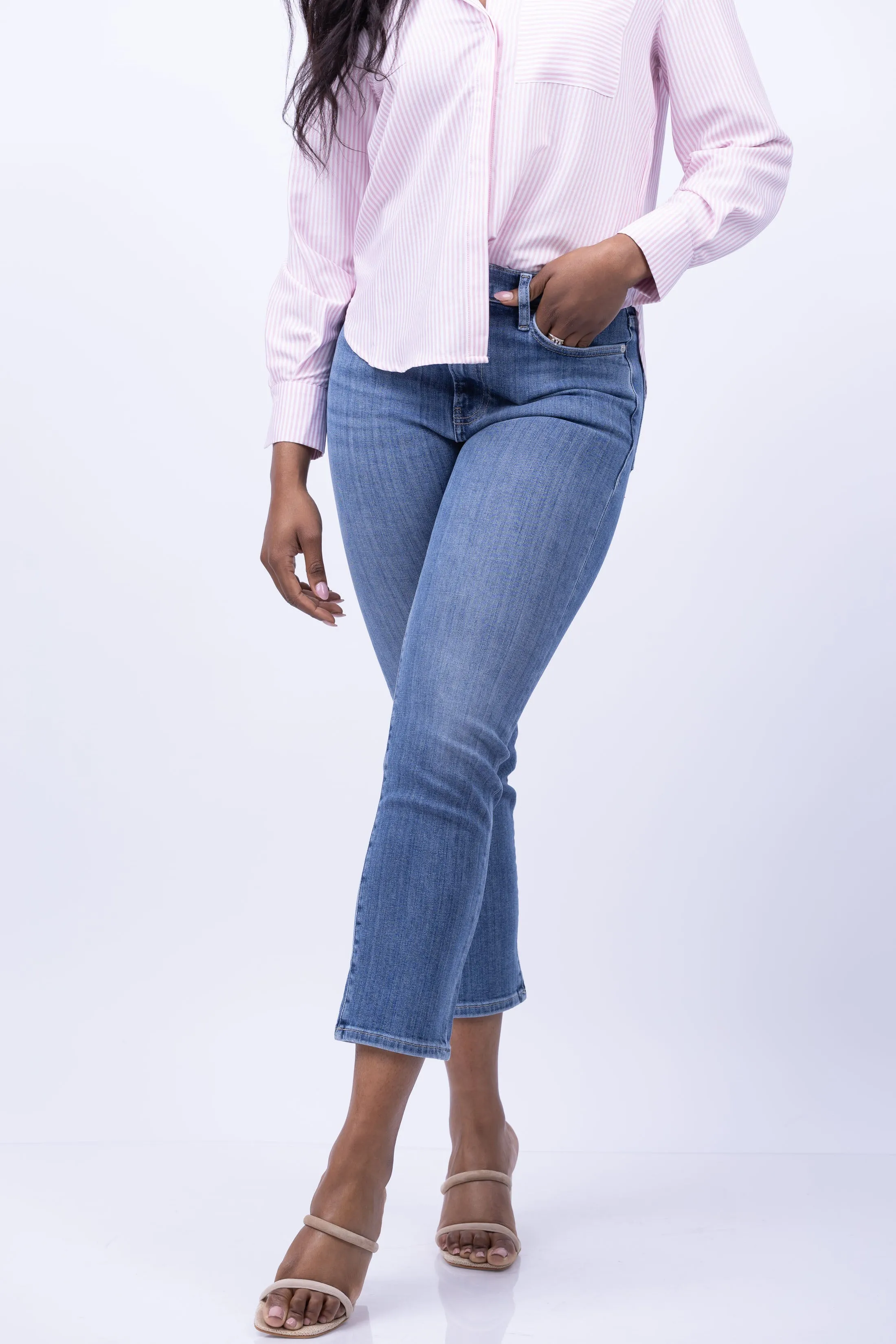 FRAME Le High Straight Jeans in Daphne Blue