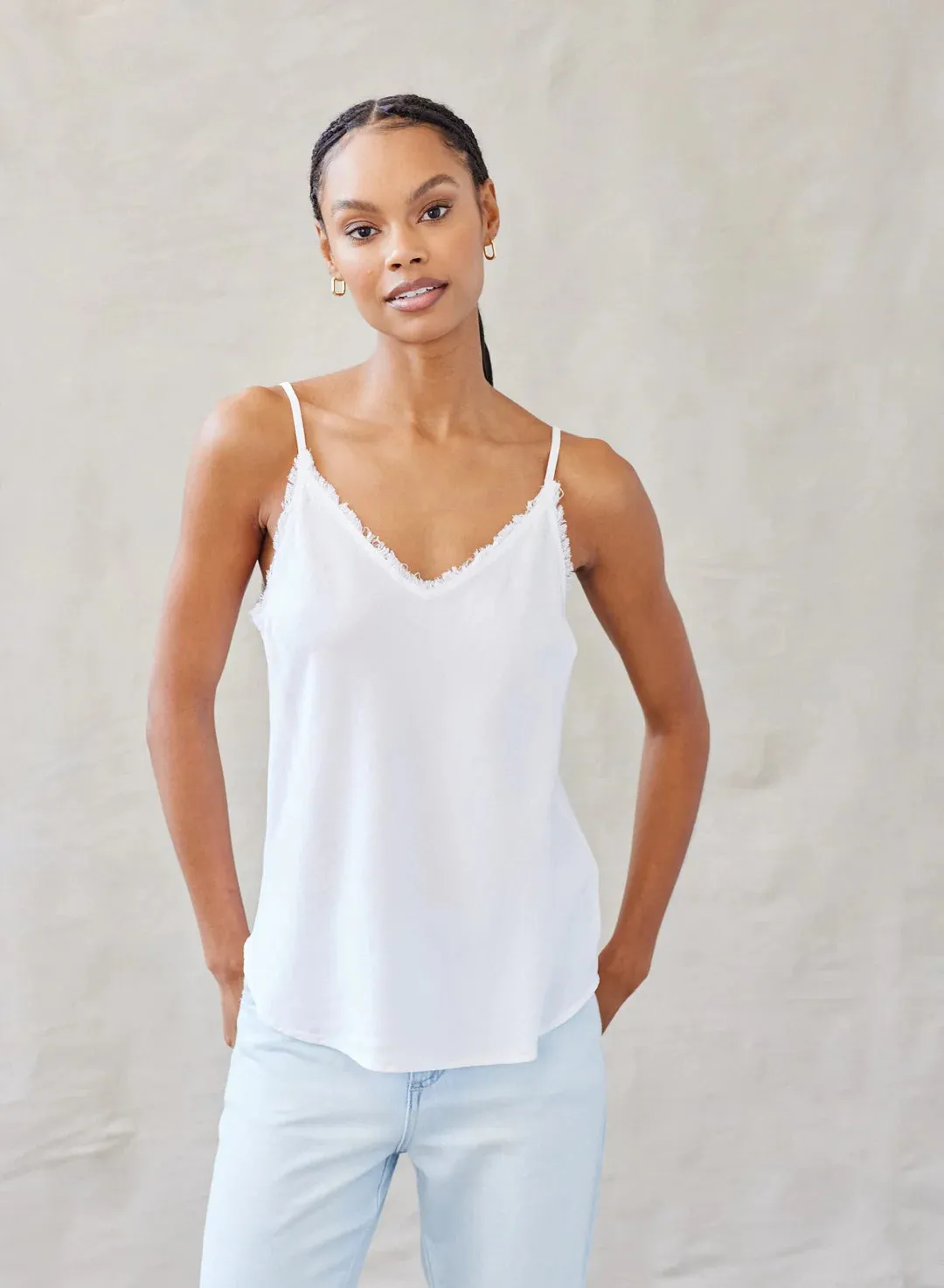 FRAYED CAMI (WHITE) - BELLA DAHL