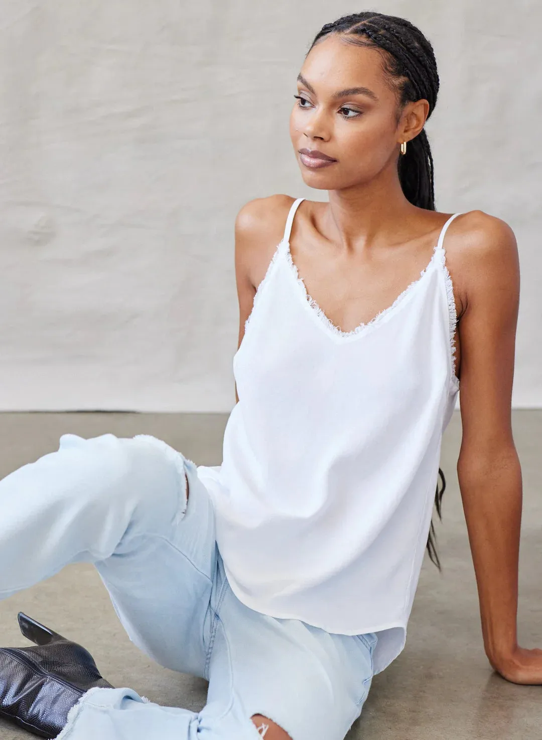 FRAYED CAMI (WHITE) - BELLA DAHL