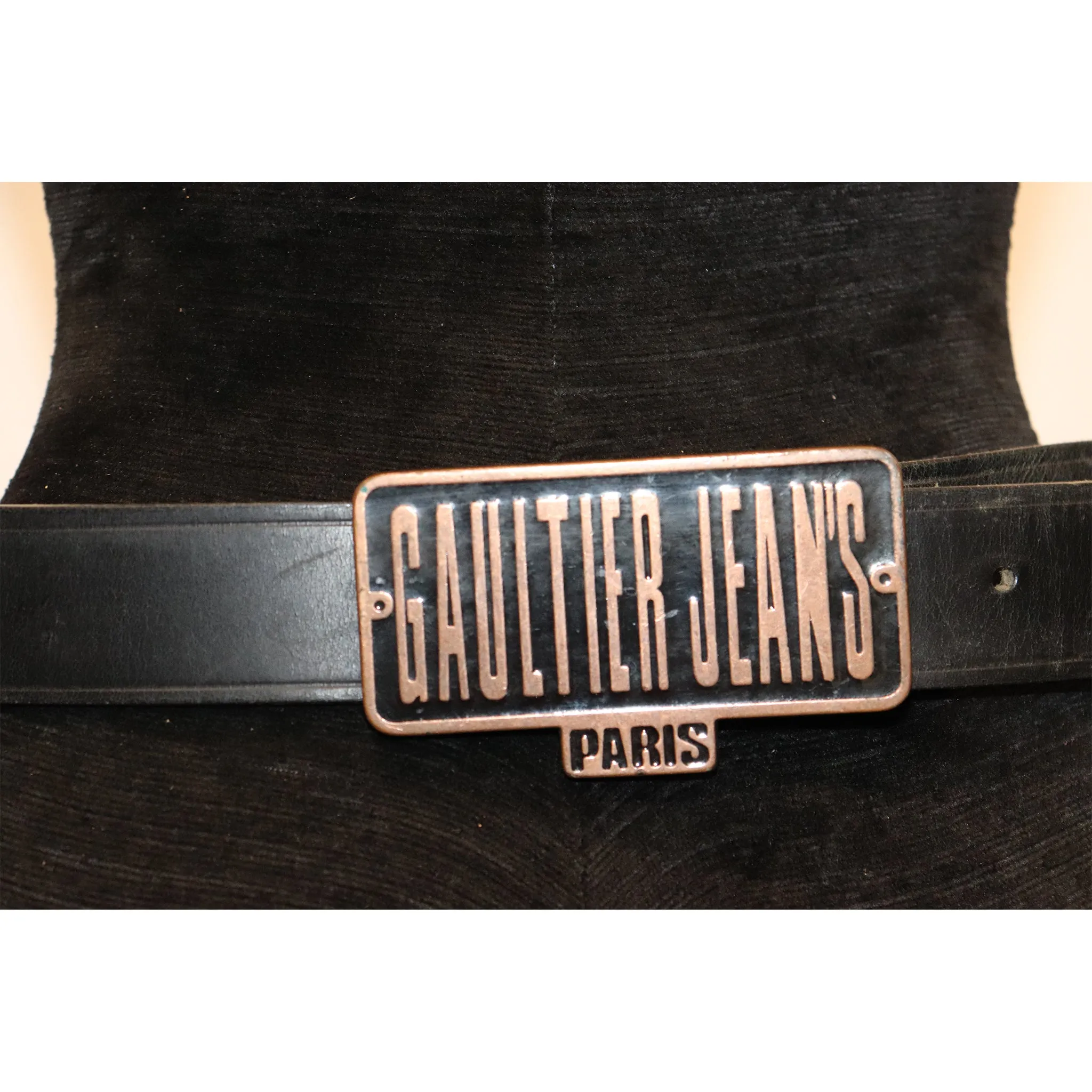 Gaultier Jeans Black Belt W/ Logo Buckle