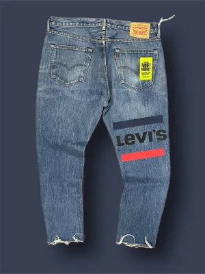 Jeans levis 501 logo print vintage tg 36 cut