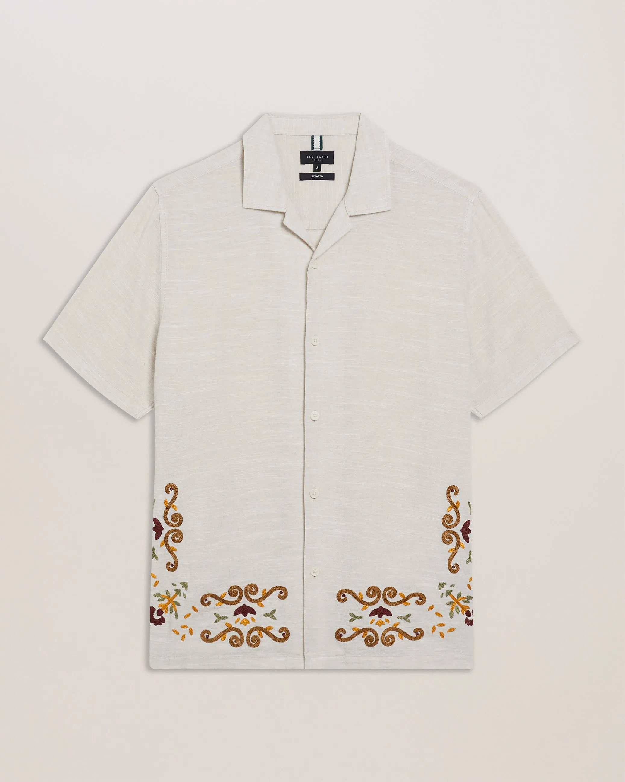 Jermynn Ss Relaxed Placement Embroidered Shirt Ecru