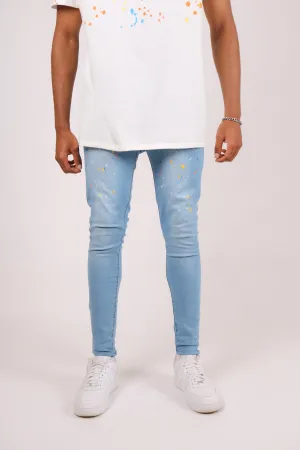 Logan Stonewash Paint Splatter Skinny Jeans