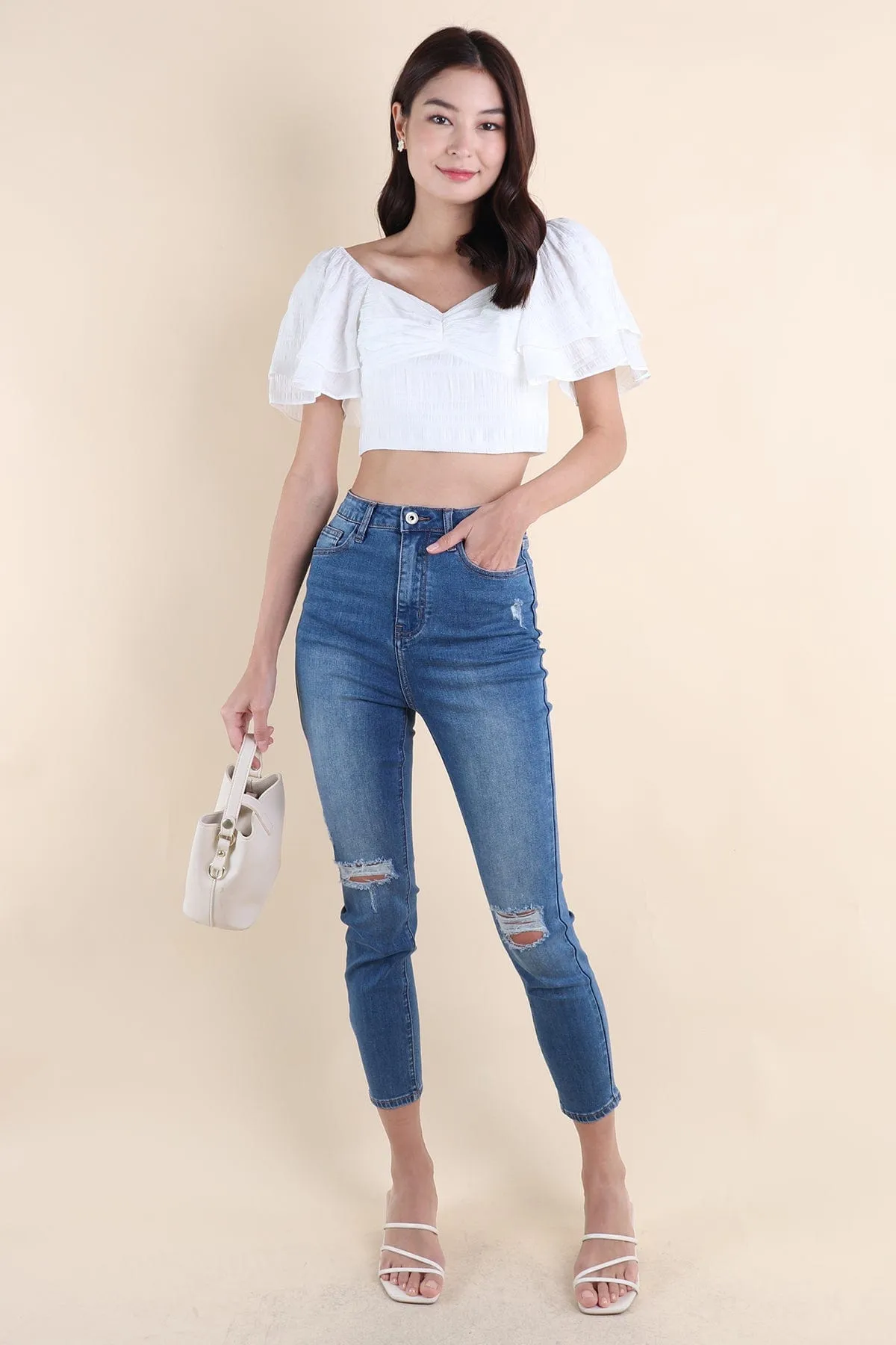 LUMI FLUTTERS TOP IN WHITE