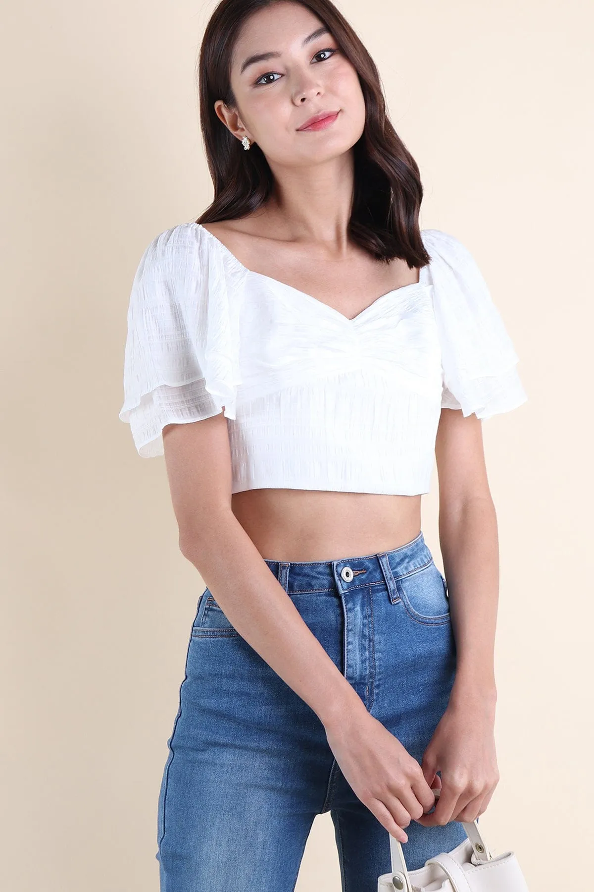 LUMI FLUTTERS TOP IN WHITE