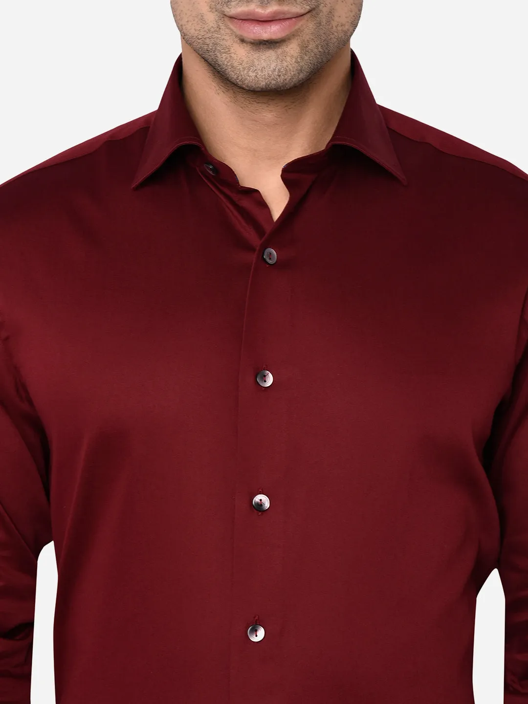 Maroon Solid Slim Fit Party Wear Shirt | Wyre