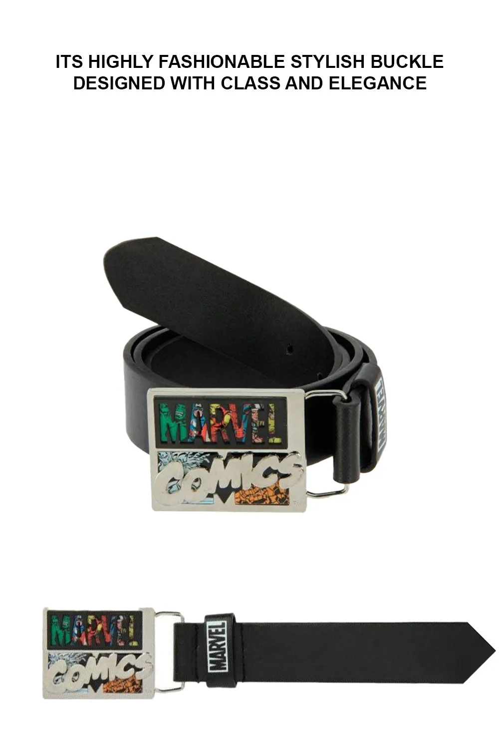 Marvel Deluxe PU Leather Belt With Marvel LOGO Buckle