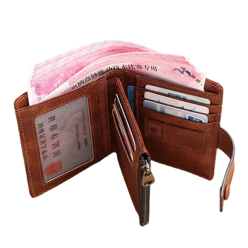 Men Genuine Leather RFID Anti-theft Multifunction Large Capacity Foldable Card Holder Wallet