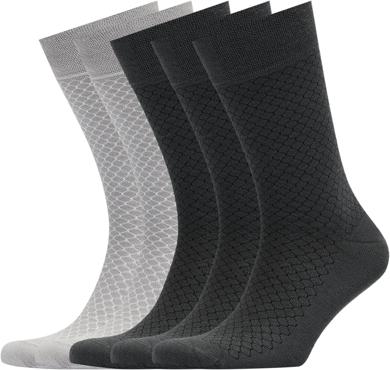 Men’s Bamboo Dress Socks - 5 Pairs, Assorted Honeycomb Design