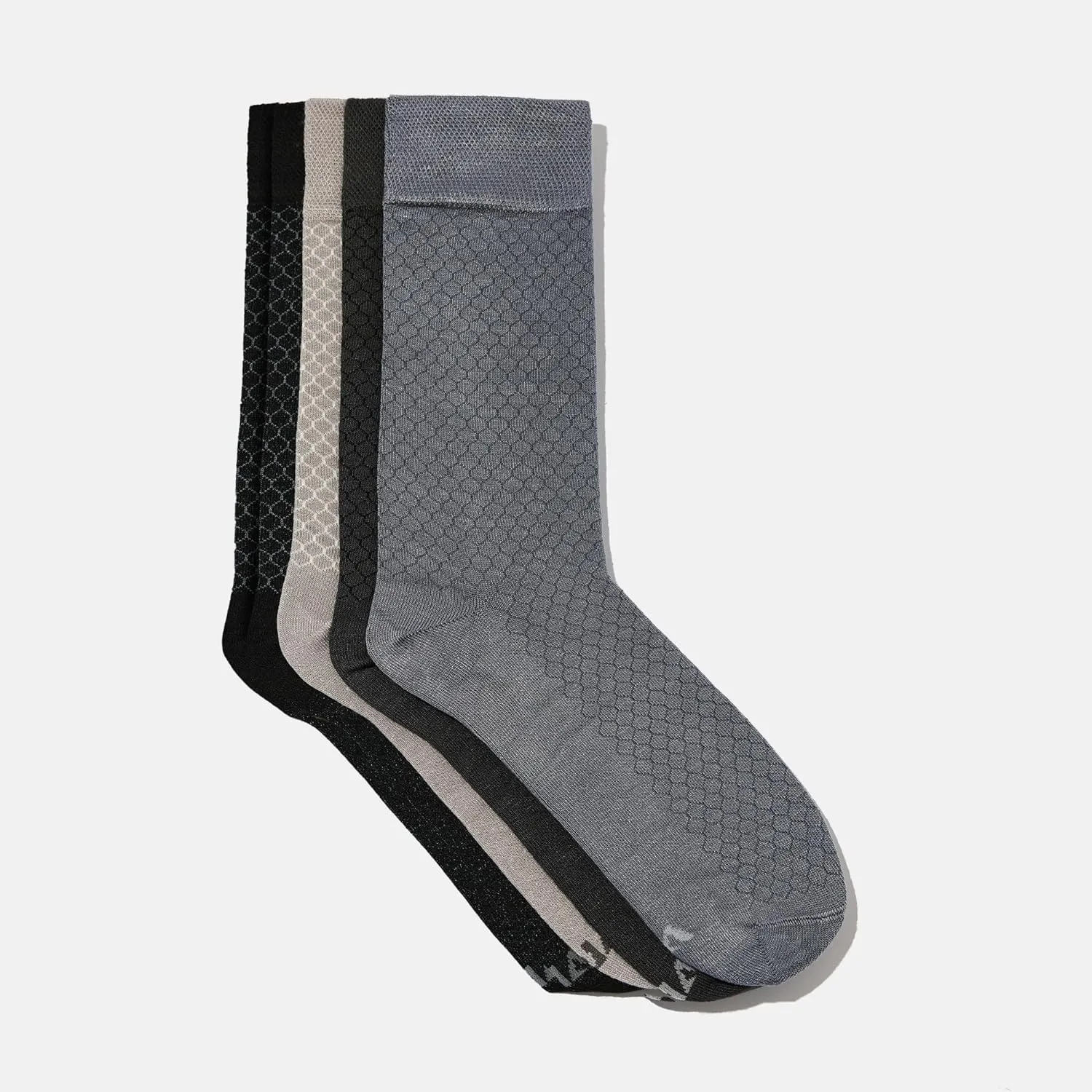 Men’s Bamboo Dress Socks - 5 Pairs, Assorted Honeycomb Design