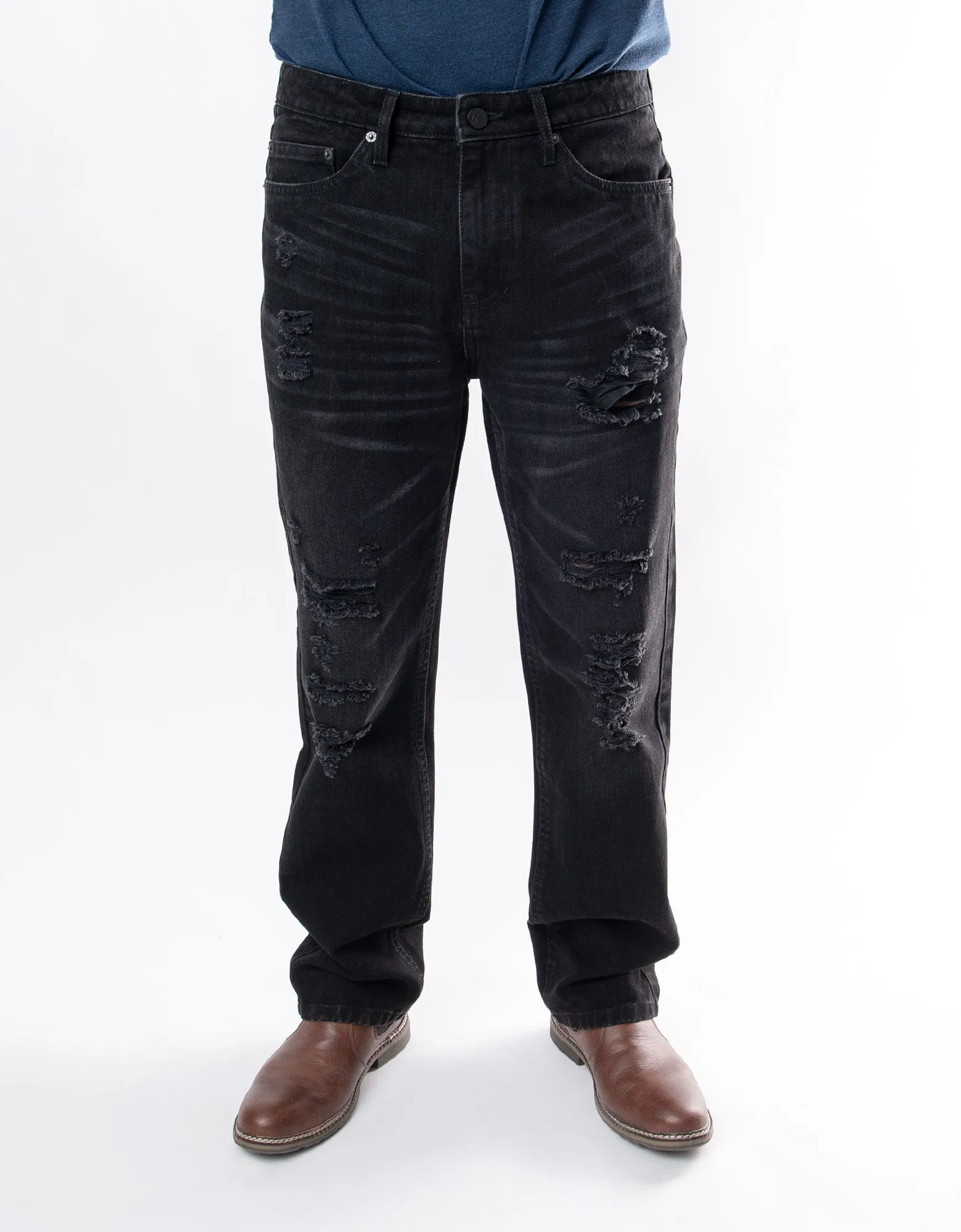 MEN'S FALLS RIPPED STRAIGHT FIT JEANS