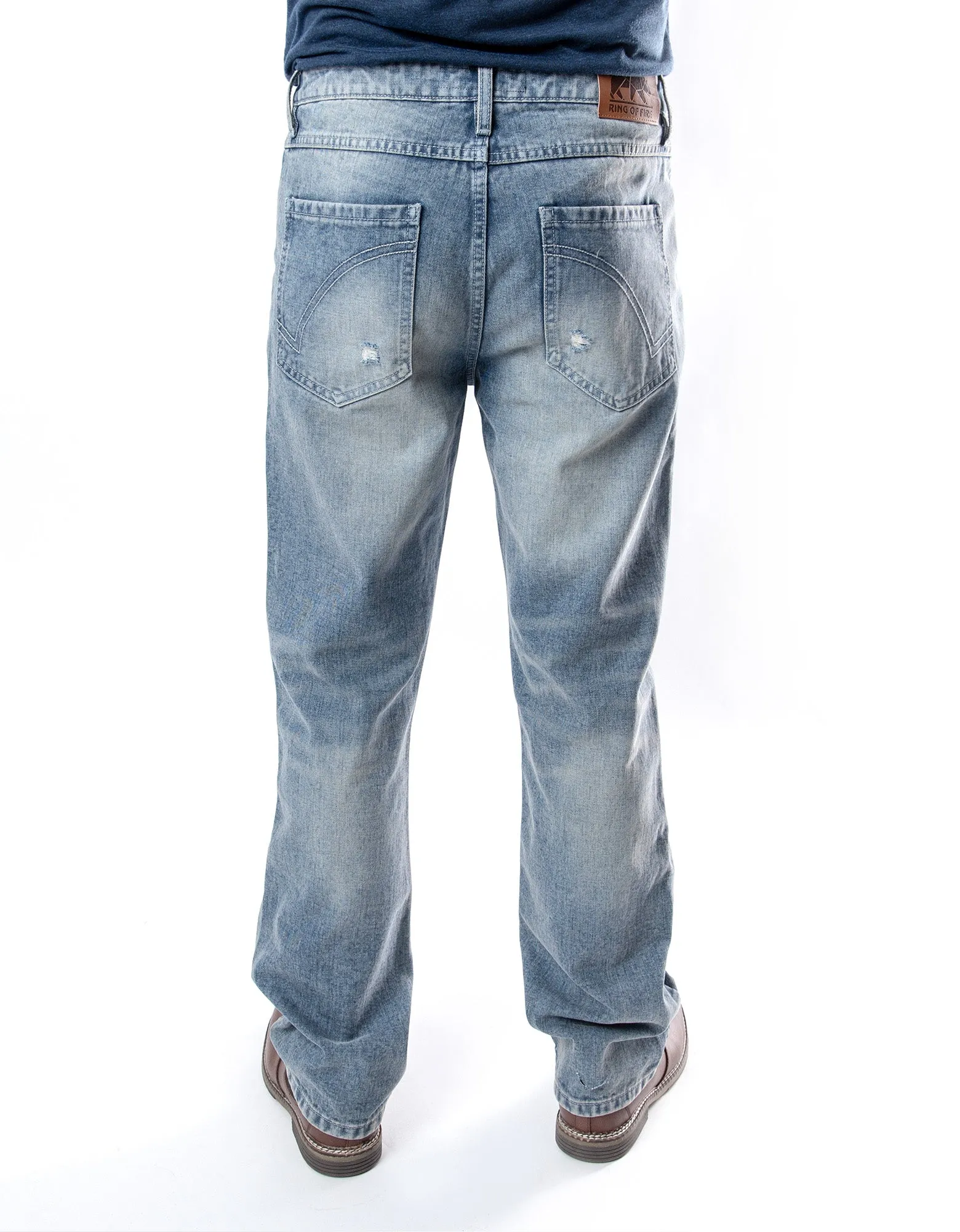 MEN'S FALLS RIPPED STRAIGHT FIT JEANS