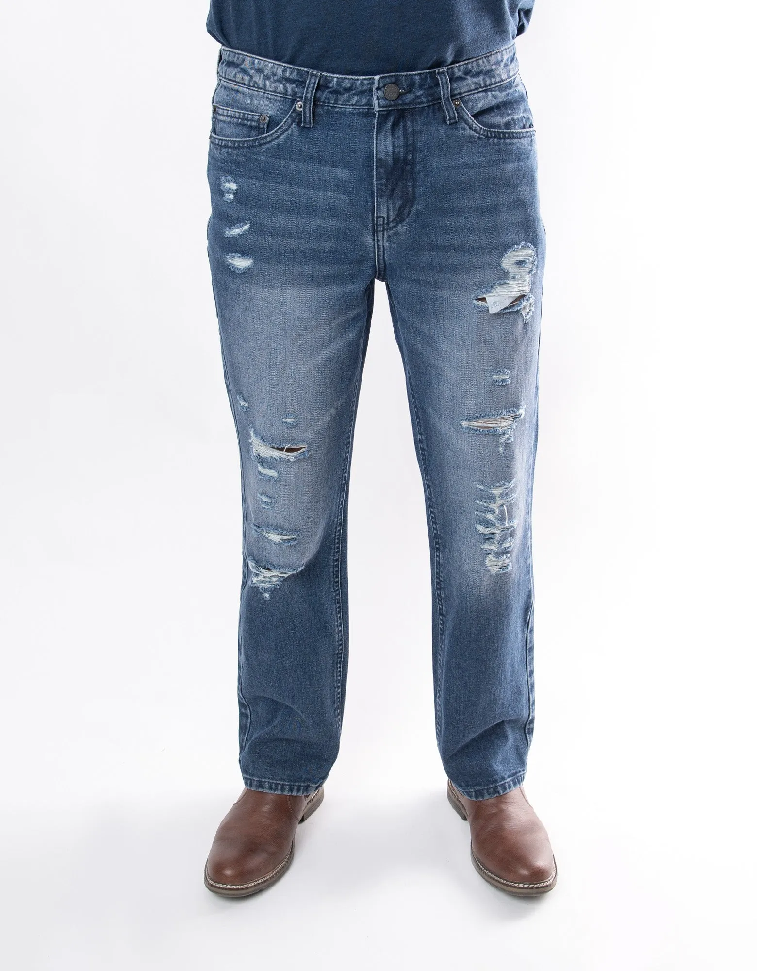 MEN'S FALLS RIPPED STRAIGHT FIT JEANS