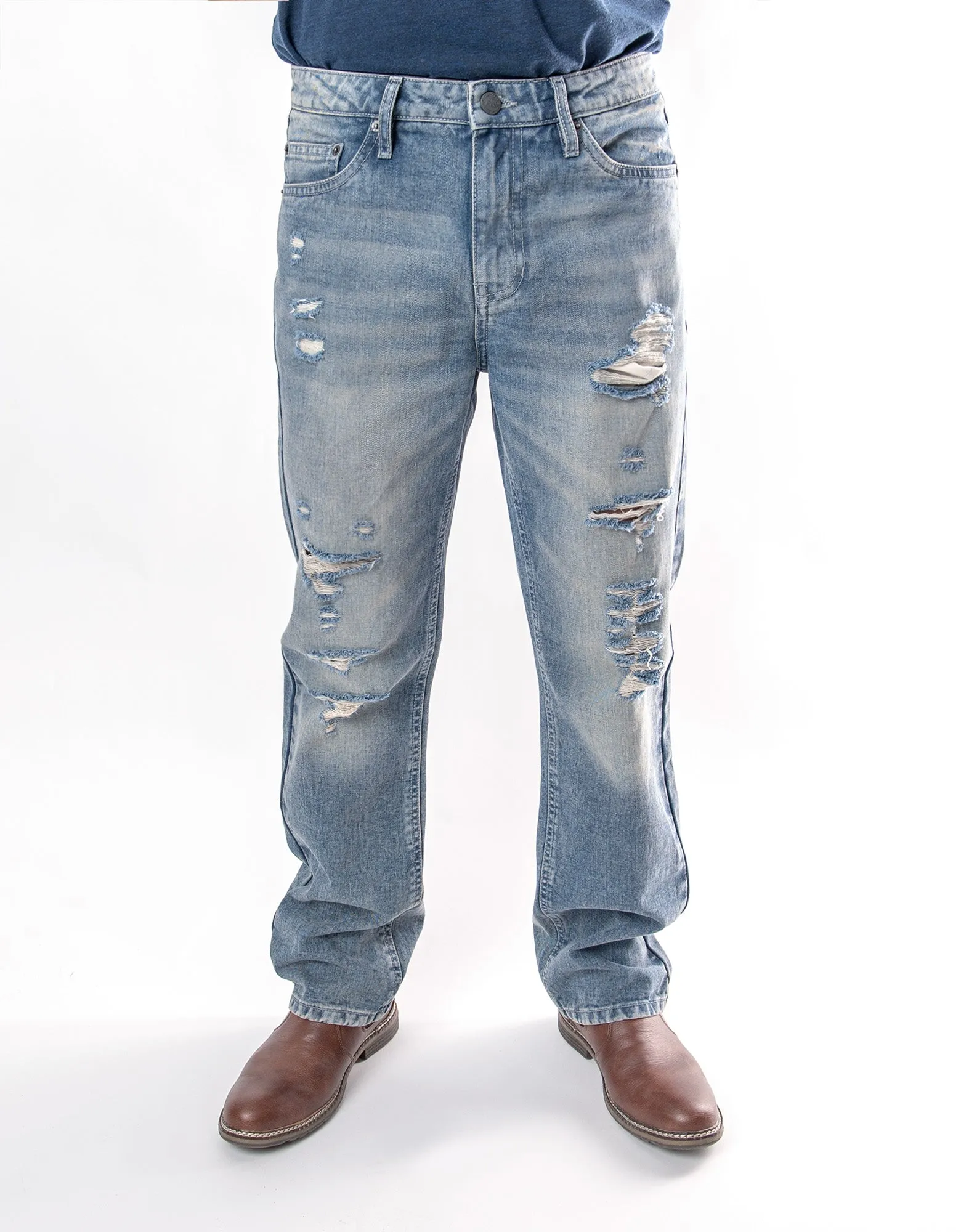 MEN'S FALLS RIPPED STRAIGHT FIT JEANS