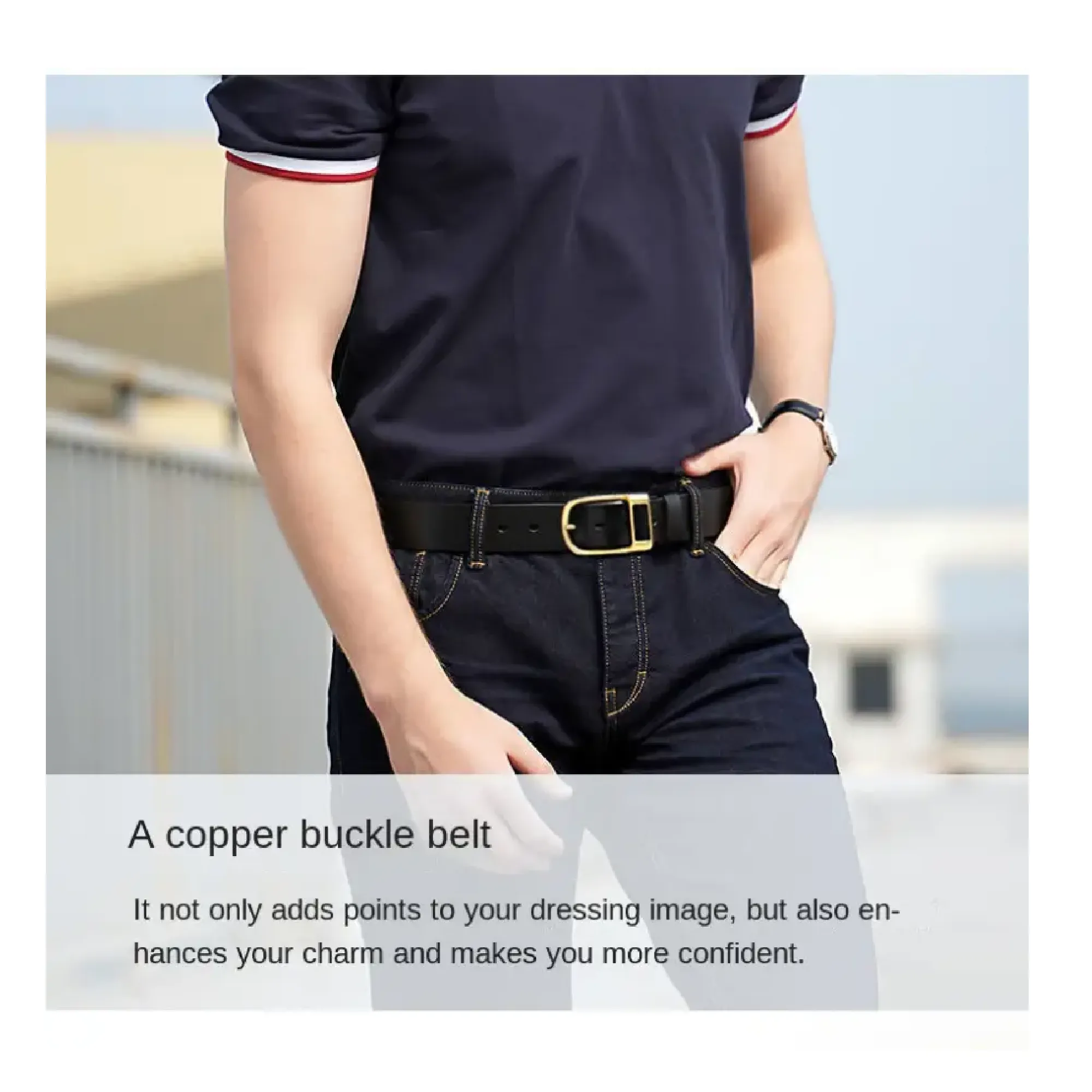 Men's Genuine Leather Dress Belt, Fashion Classic Casual Belts With Buckle, For Jeans Pants, Work And Business Gifts For Dad Husband