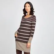 Mocha Stripe Knit Tunic Dress