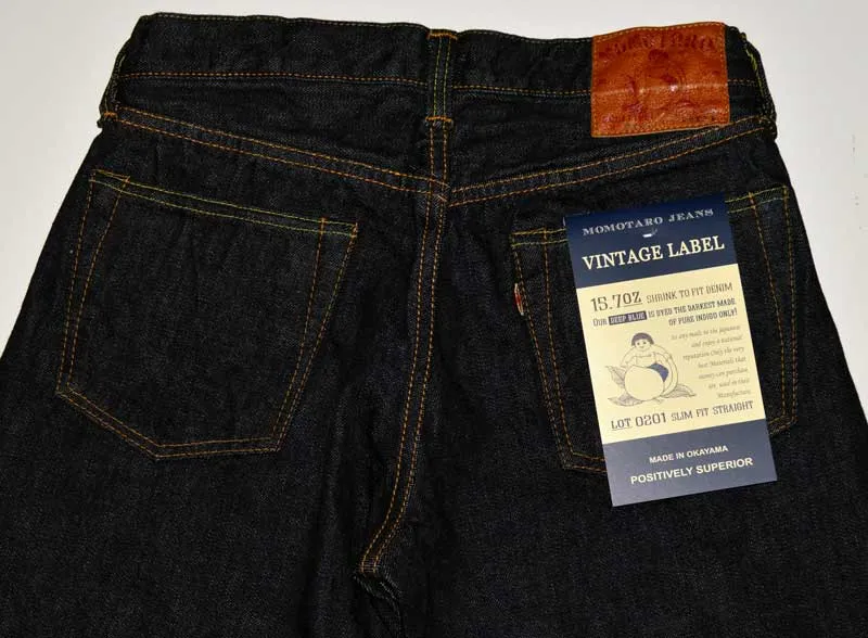 MOMOTARO JEANS "0201" VINRAGE LABEL 15.7oz Denim Slim Straight